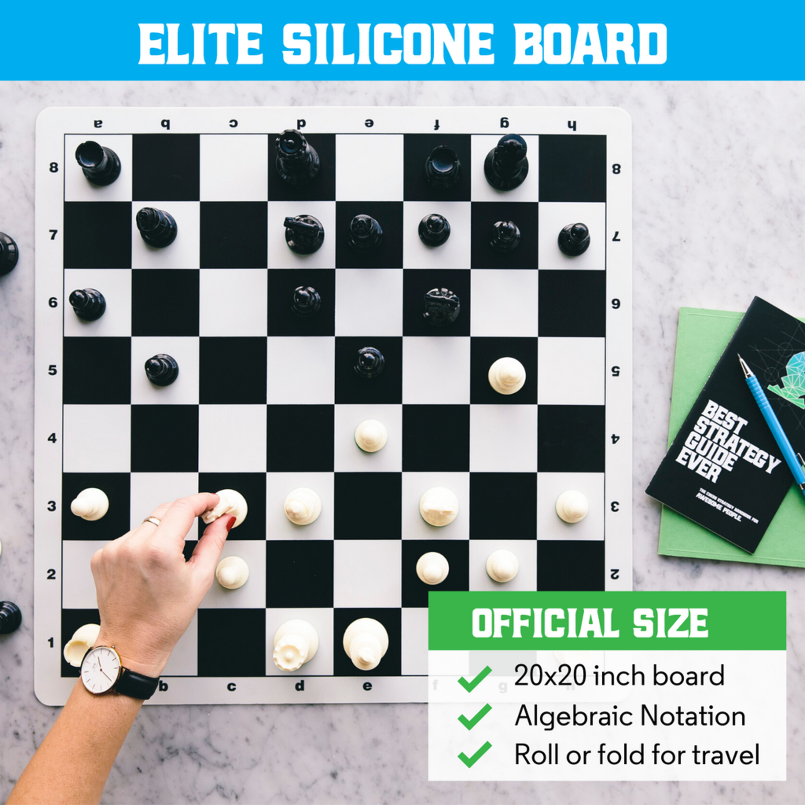 Chess Geeks Best Chess Set Ever: Black/Green Silicone Board