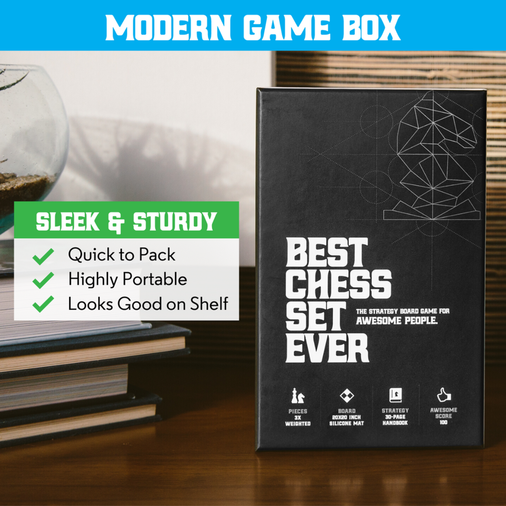 Chess Geeks Best Chess Set Ever: Black/Green Silicone Board