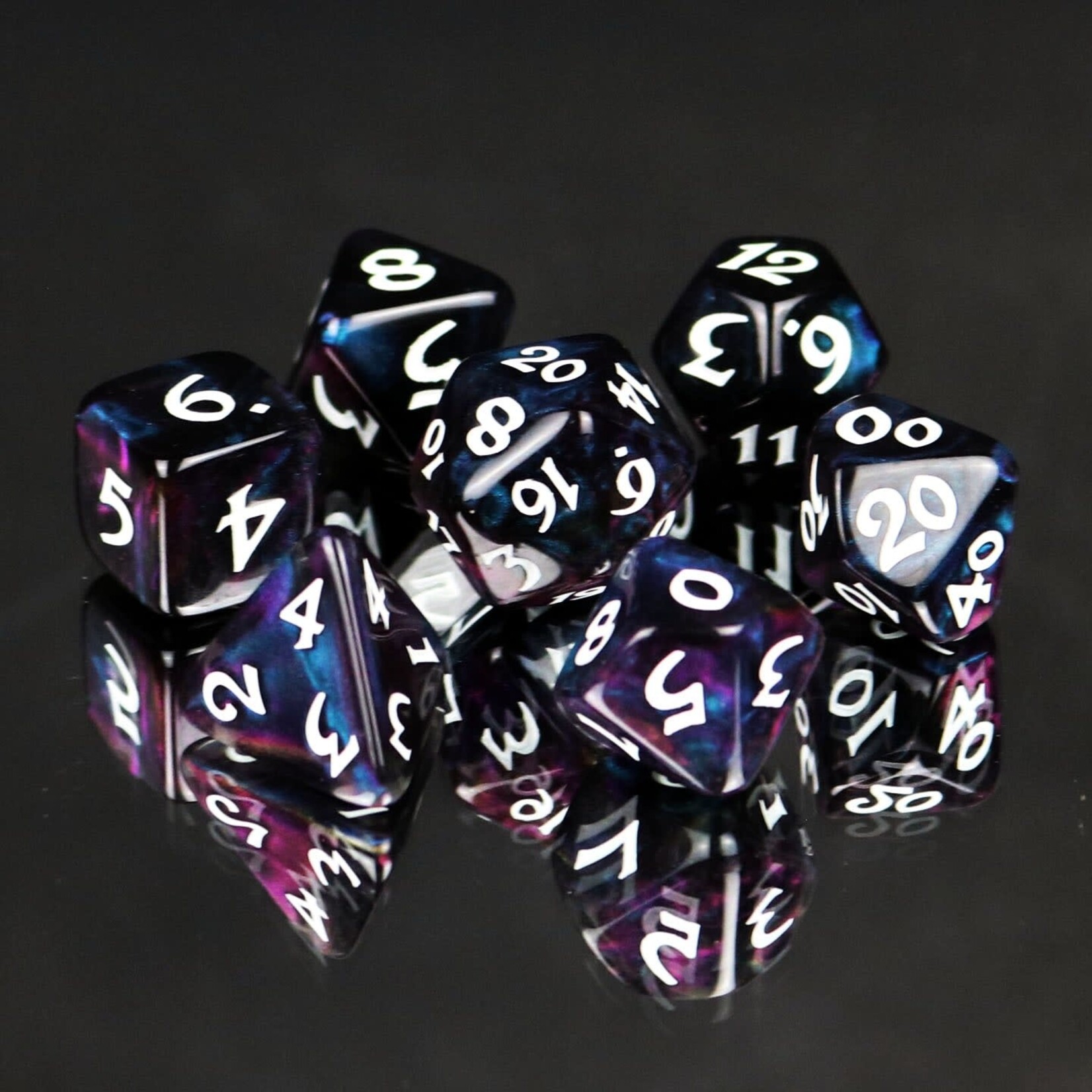 Die Hard Dice 7 Piece RPG Set - Elessia Moonstone Deepwalker with White