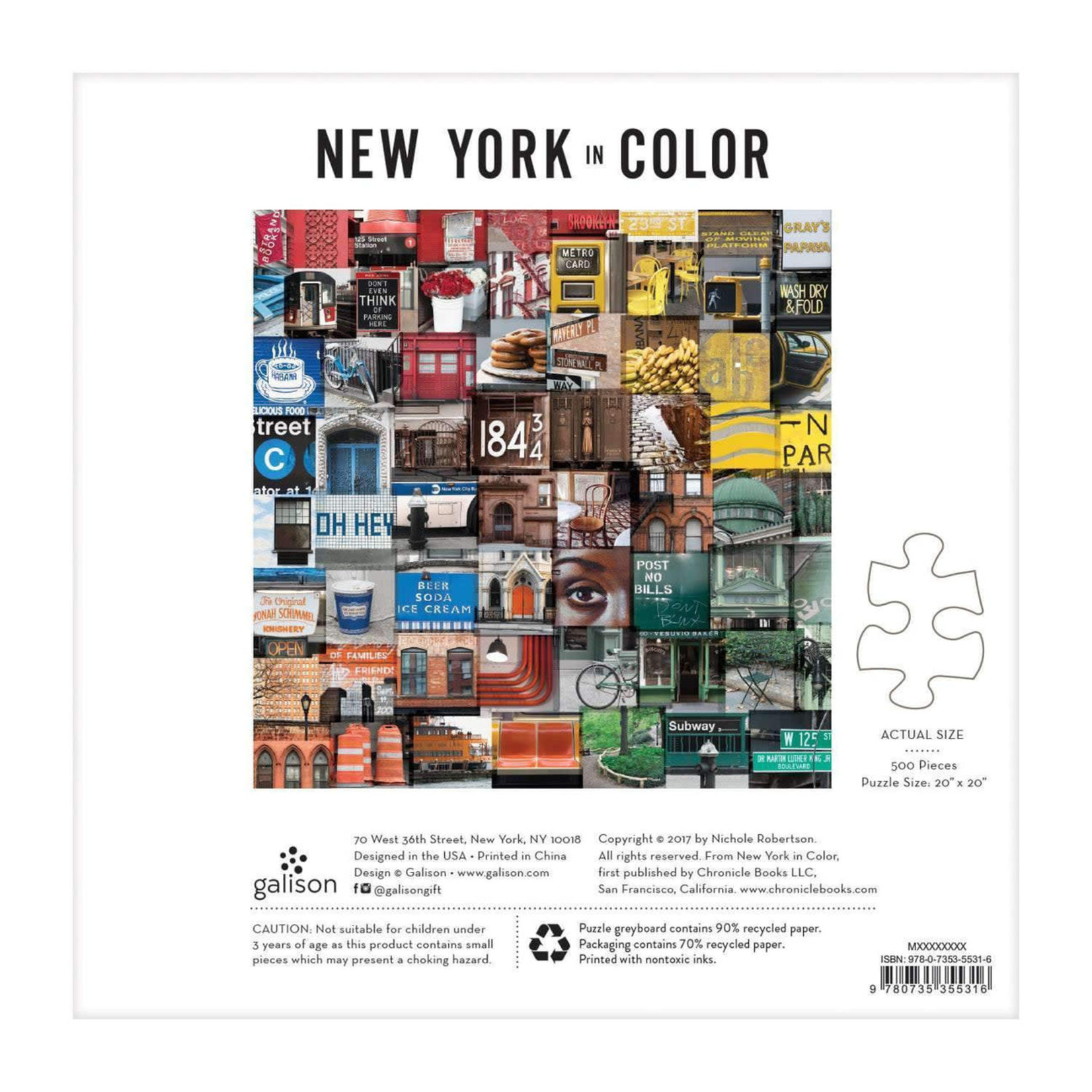 galison New York in Color 500 Piece Jigsaw Puzzle
