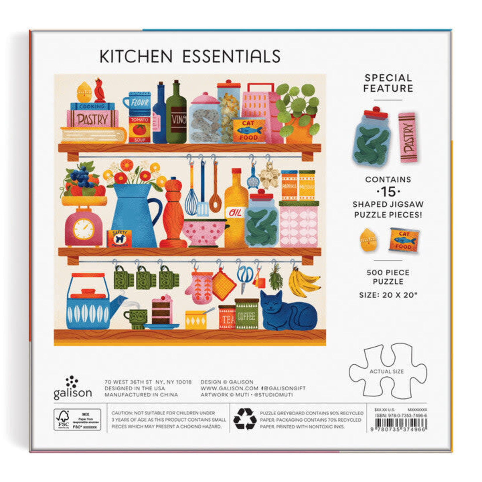 galison Kitchen Essentials 500 Piece Puzzle with Shaped Pieces