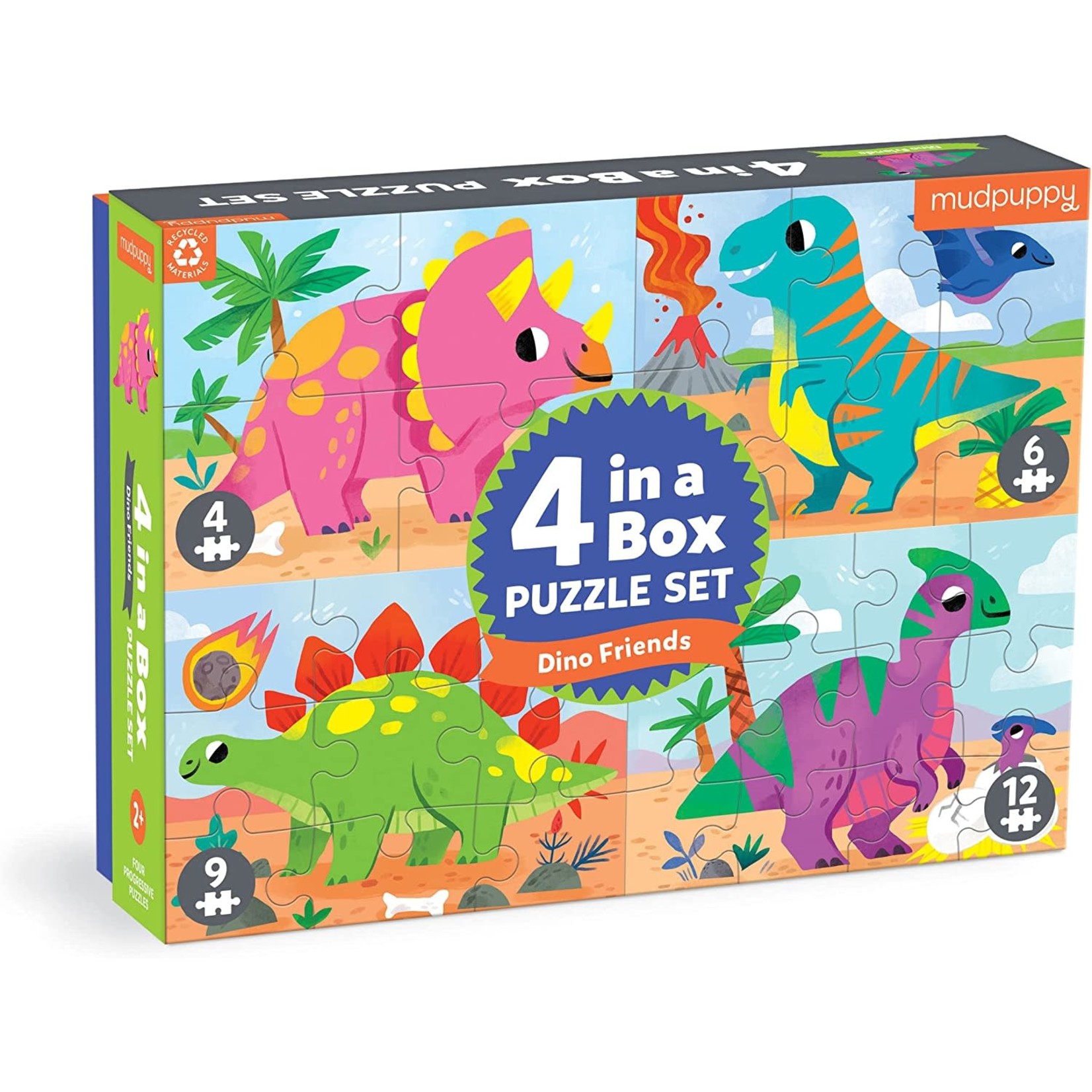 Mudpuppy 4-in-a-Box Puzzle Set - Dino Friends