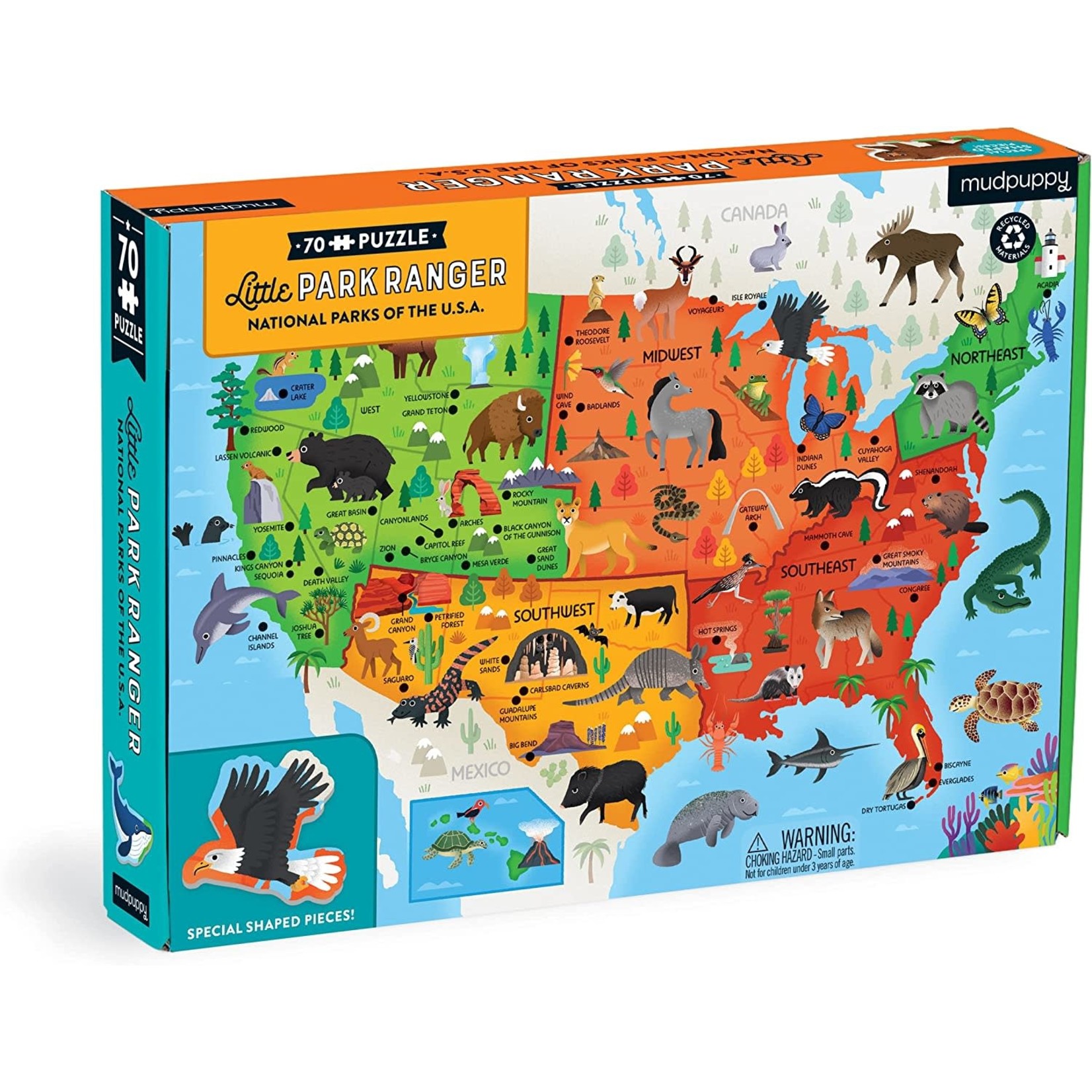 Mudpuppy Little Park Ranger National Parks Map of the U.S.A. Geography Puzzle