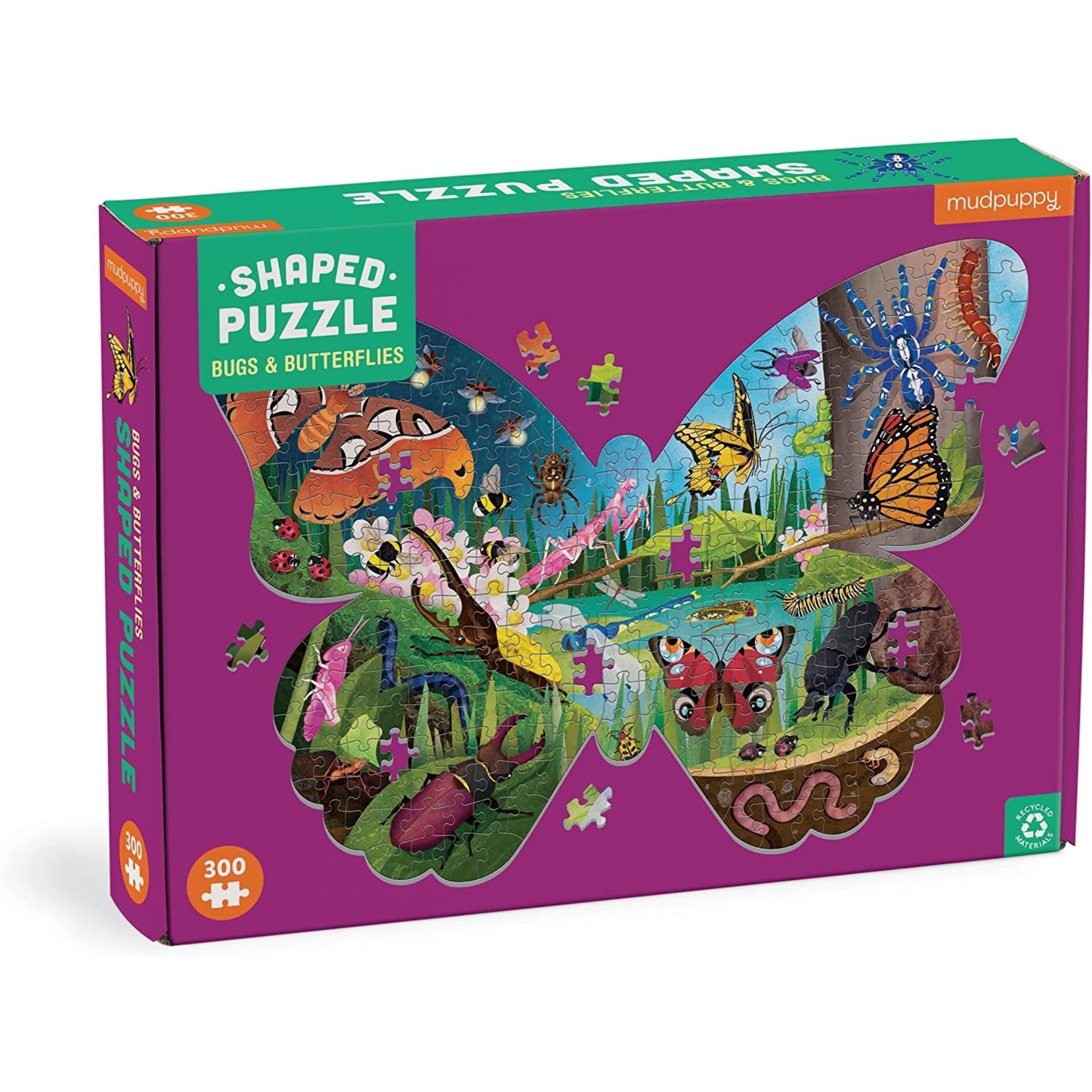 Mudpuppy Shaped Puzzle - Bugs & Butterflies 300 Pieces