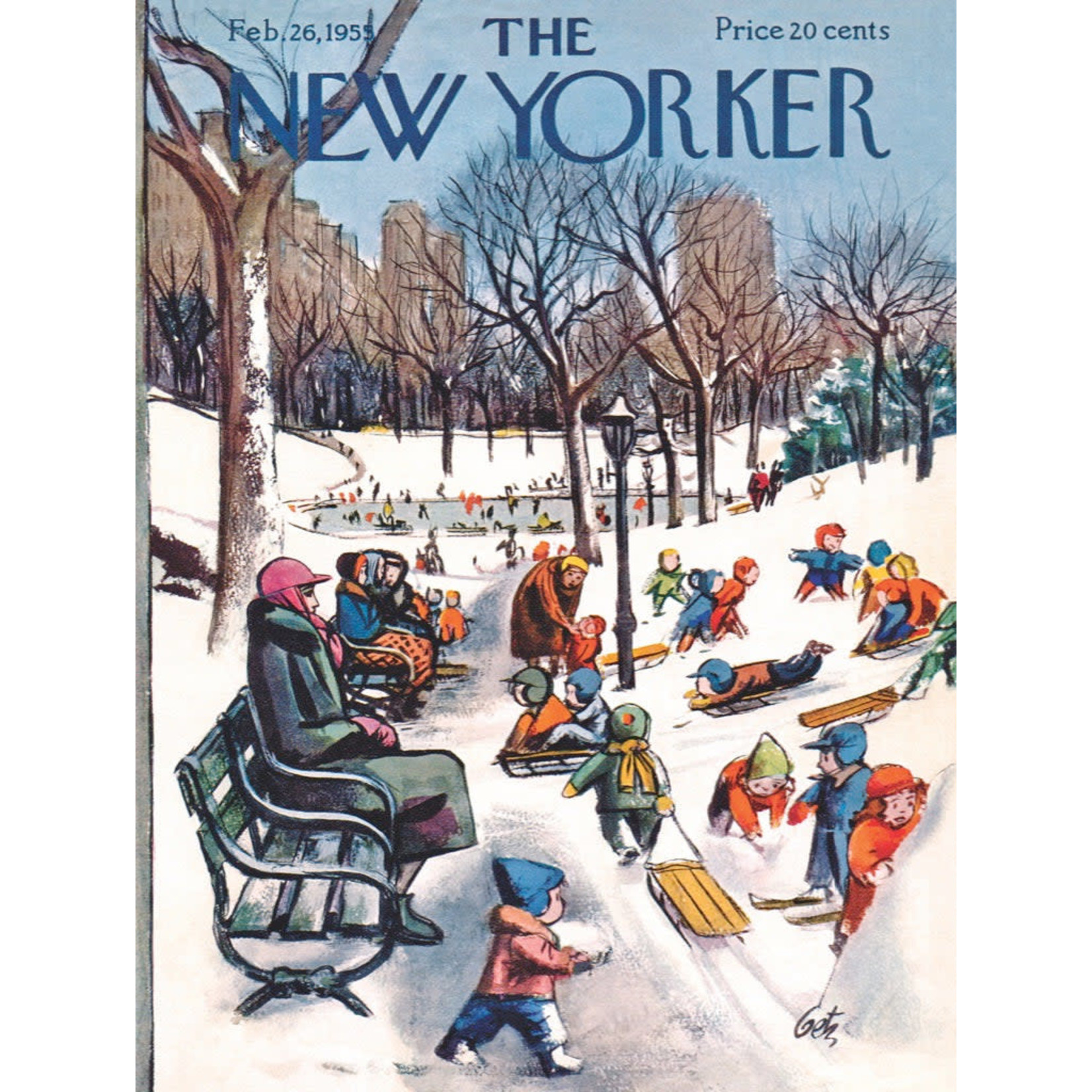 New York Puzzle Co New Yorker, The - Sledding In The Park 500 Piece Puzzle