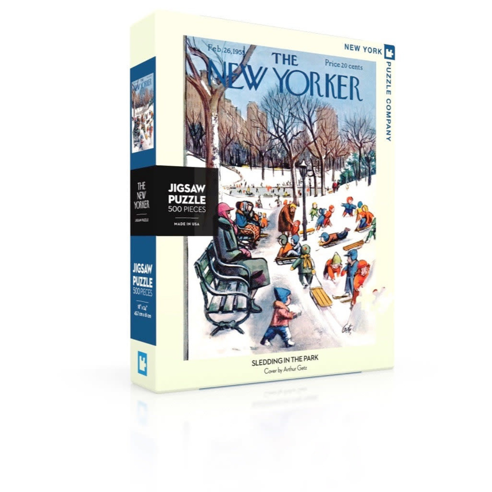 New York Puzzle Co New Yorker, The - Sledding In The Park 500 Piece Puzzle