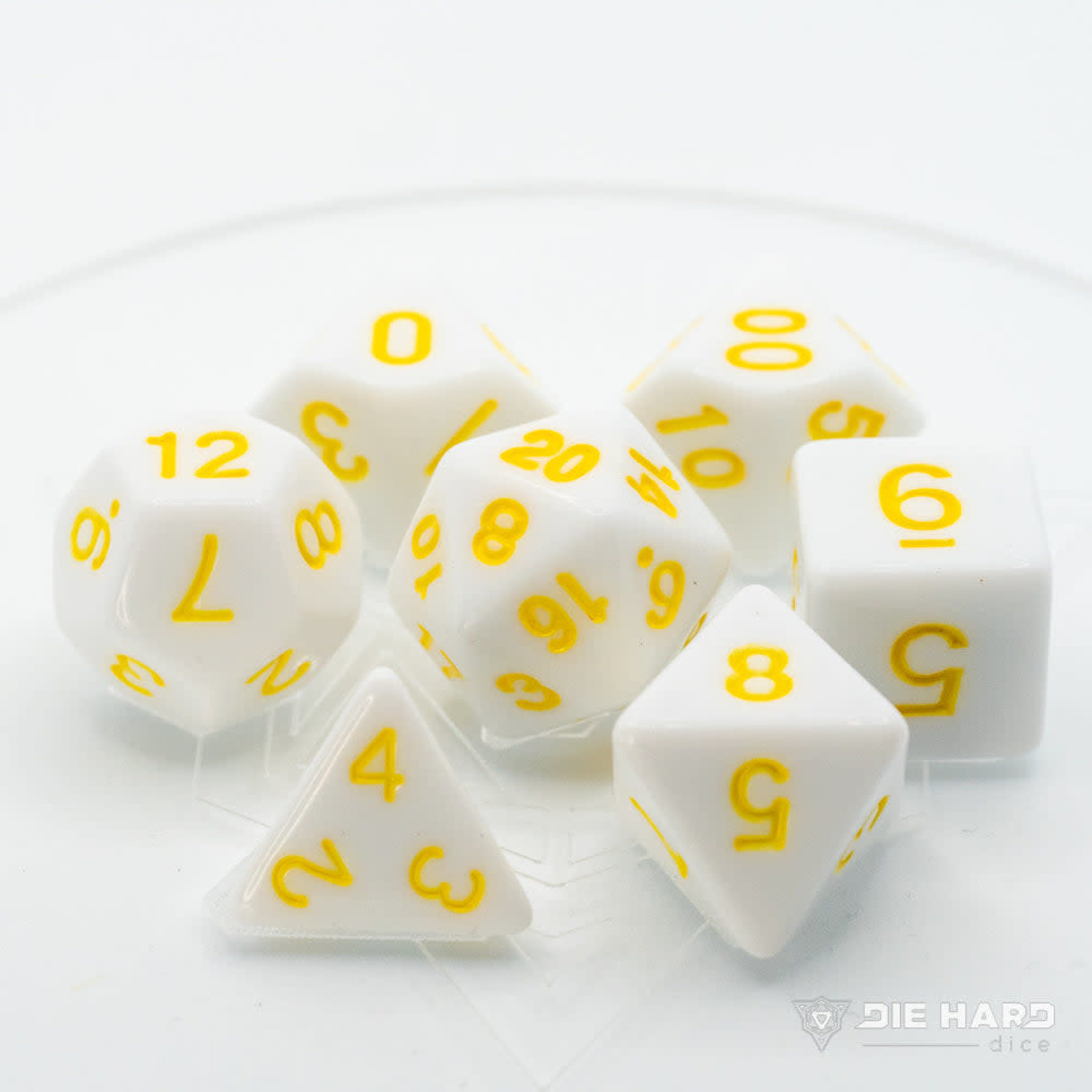 Die Hard Dice 7 Piece RPG Set - White with Pastel Yellow