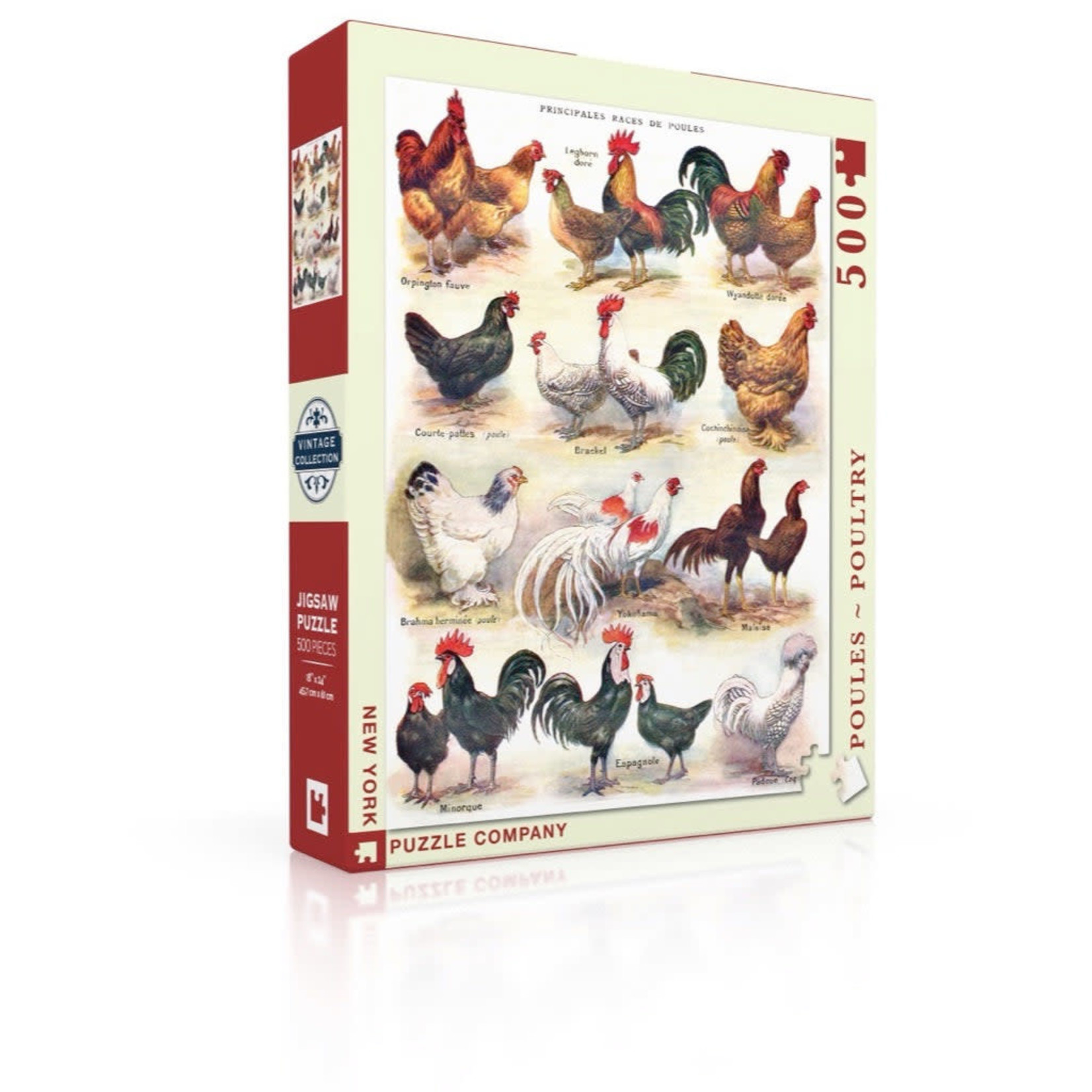 New York Puzzle Co Vintage Collection - Poules ~ Poultry 500 Piece Puzzle