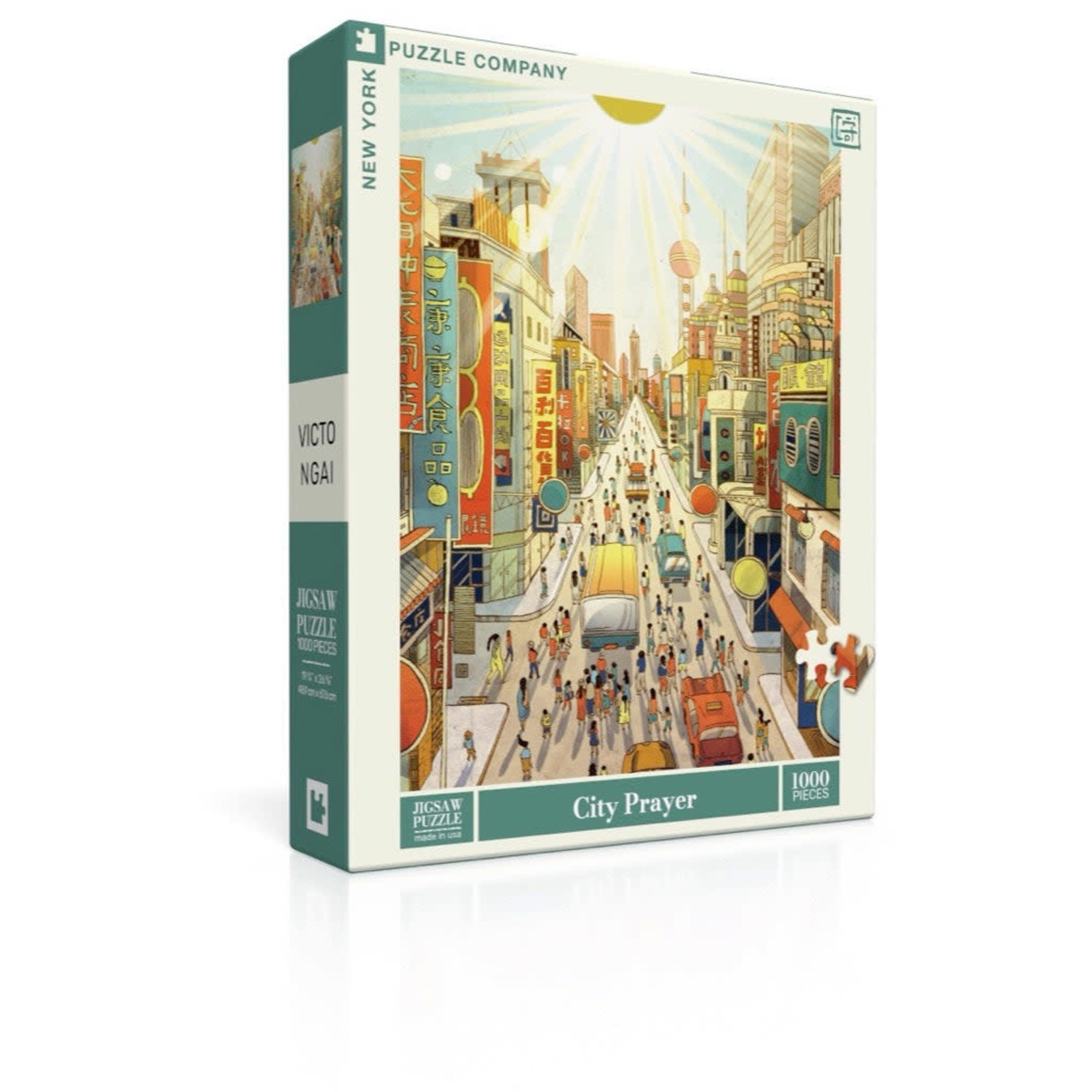 New York Puzzle Co Victo Ngai - City Prayer 1000 Piece Puzzle