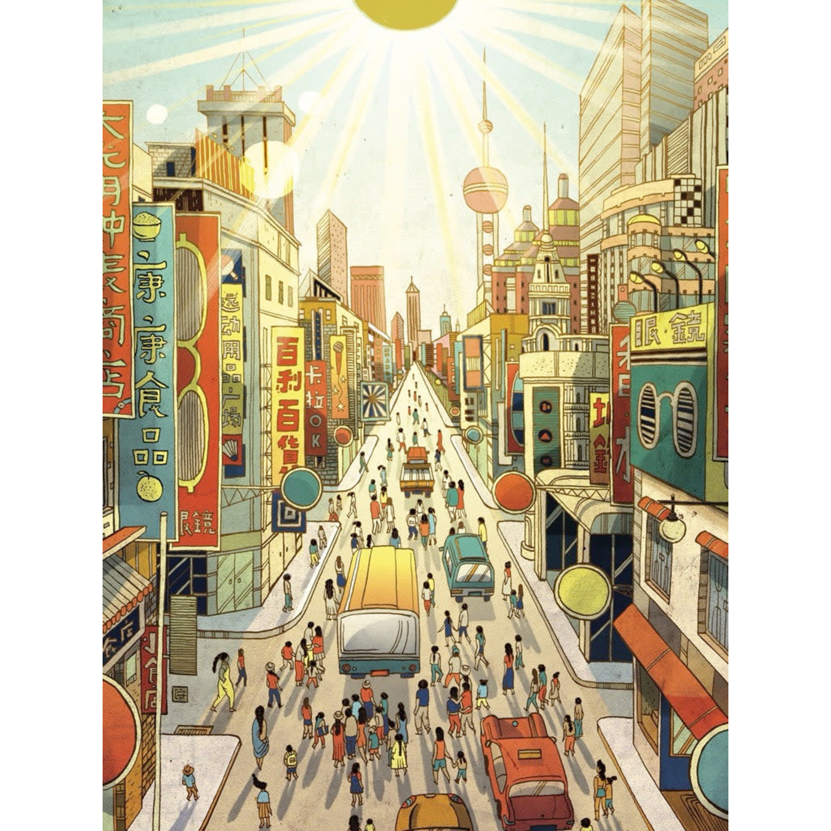 New York Puzzle Co Victo Ngai - City Prayer 1000 Piece Puzzle