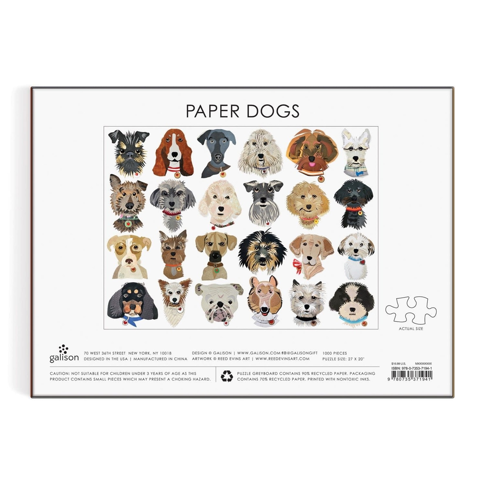 galison Paper Dogs 1000 Piece Puzzle