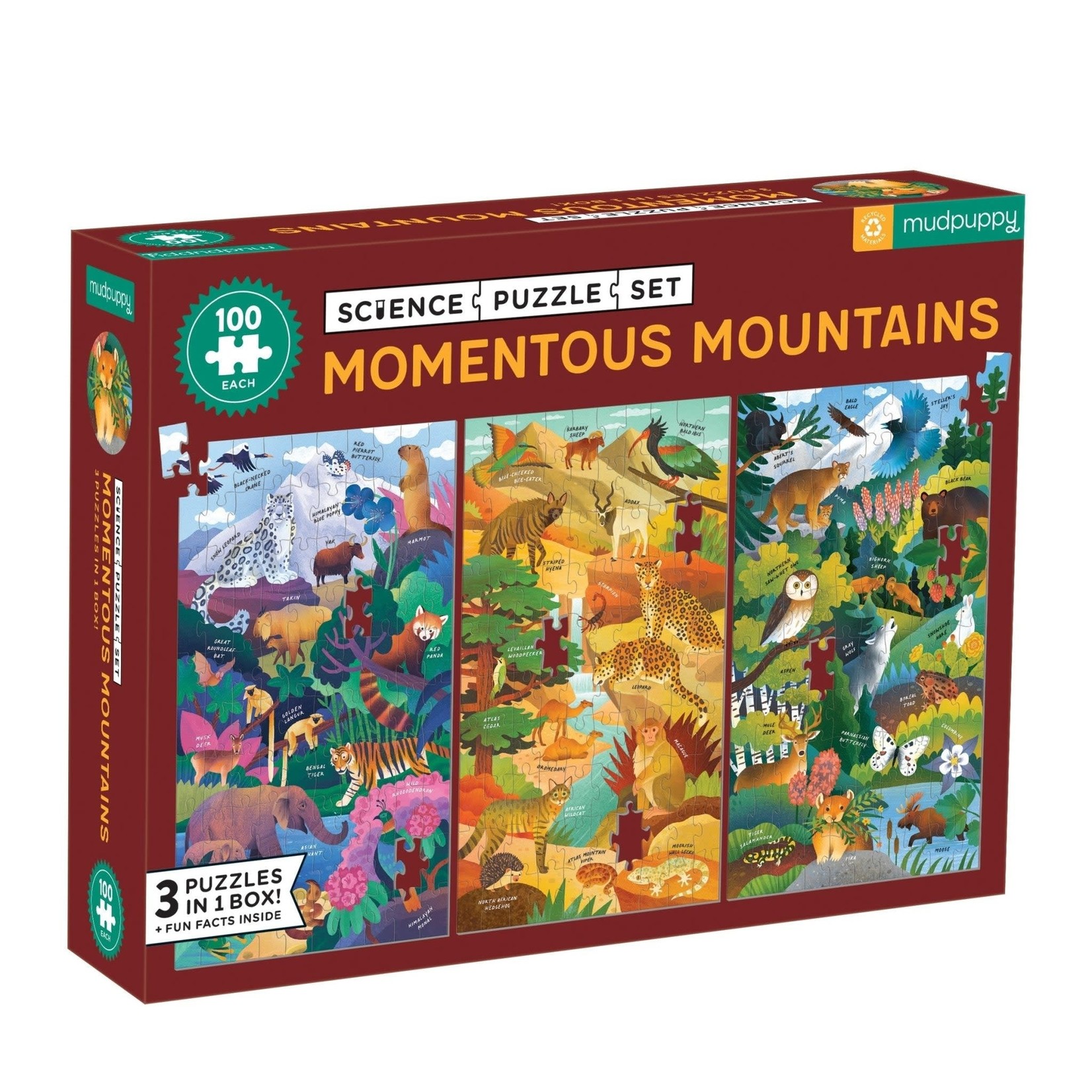 Mudpuppy Science Puzzle Set - Momentous Mountains 100 Pieces