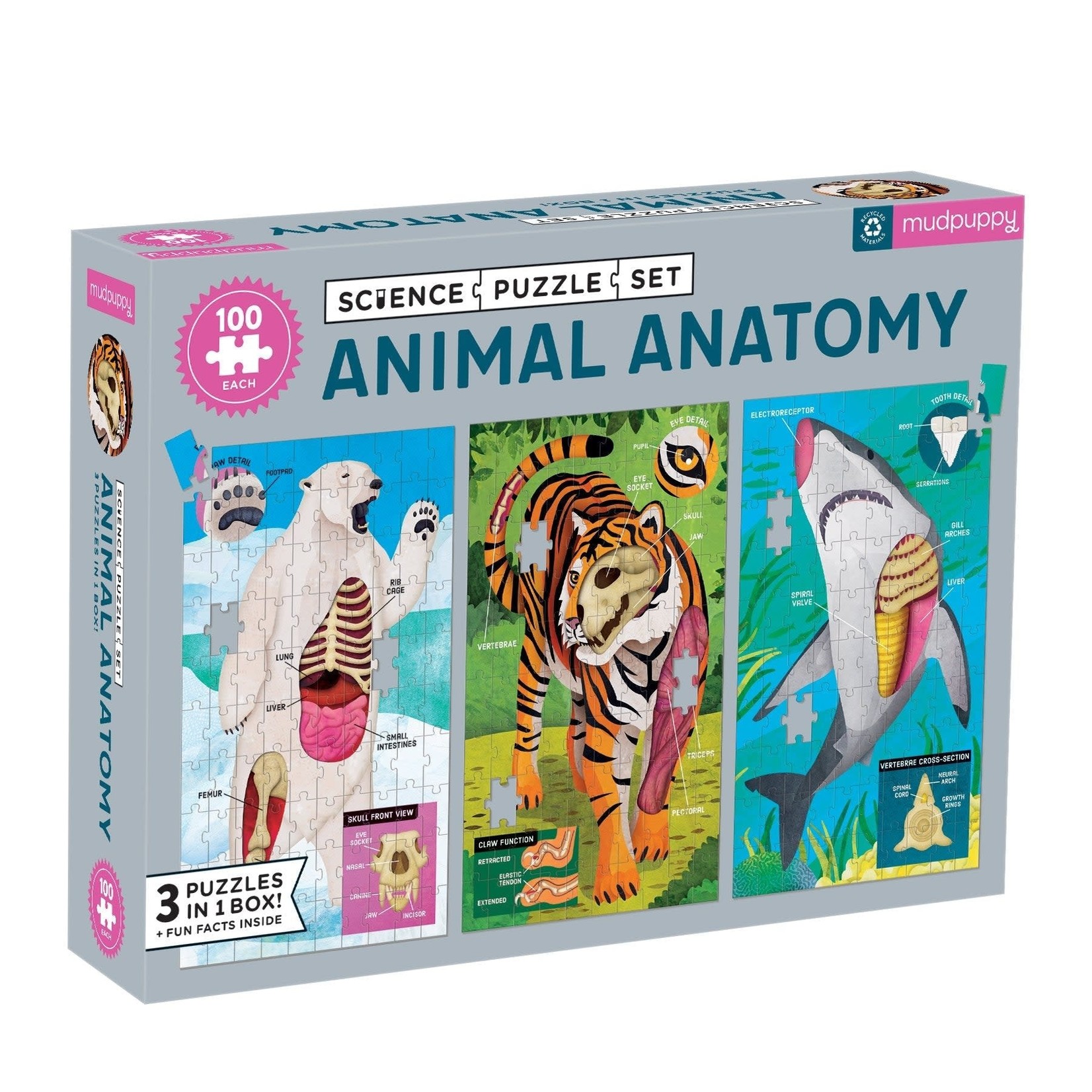 Mudpuppy Science Puzzle Set - Animal Anatomy 100 Pieces