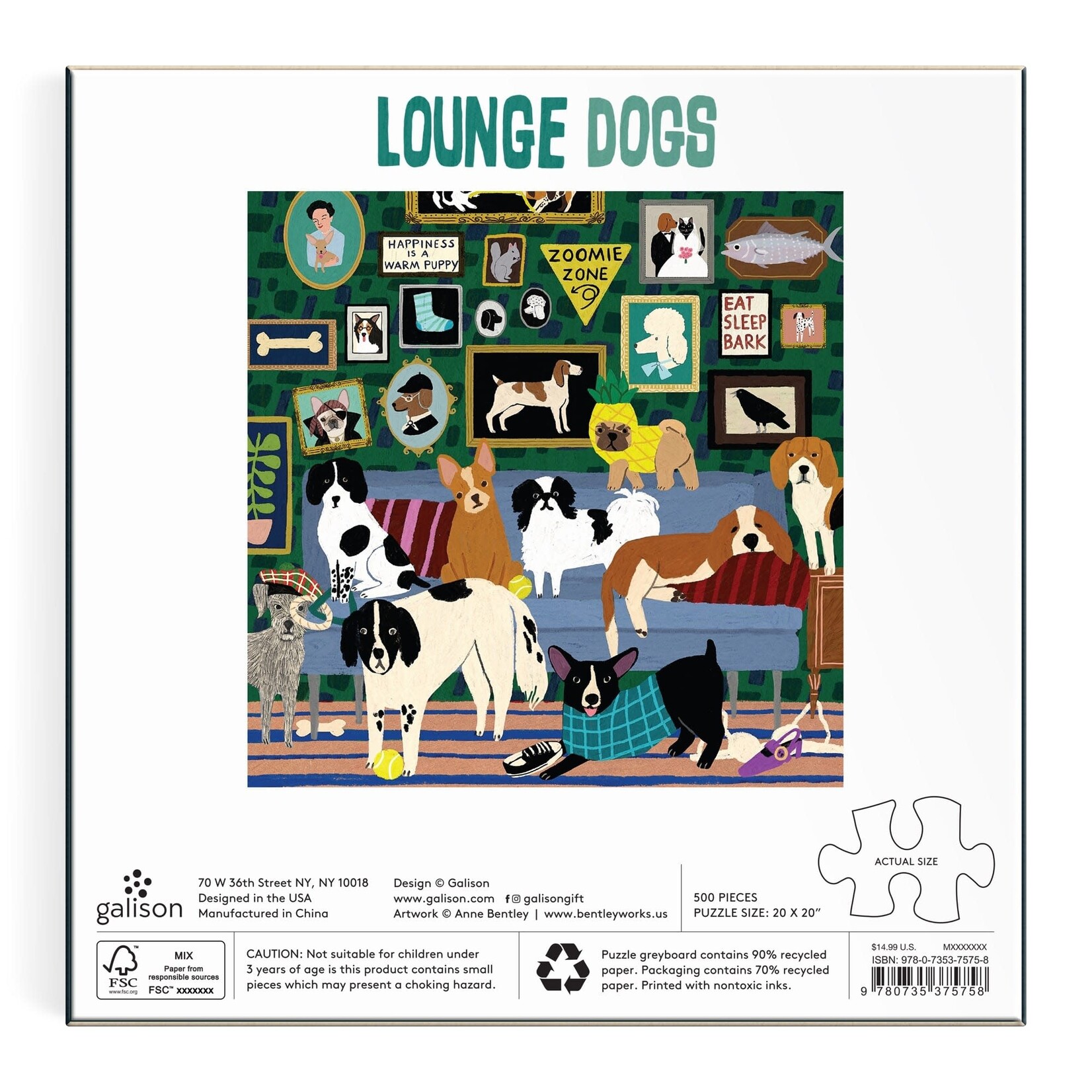 galison Lounge Dogs 500 Piece Puzzle