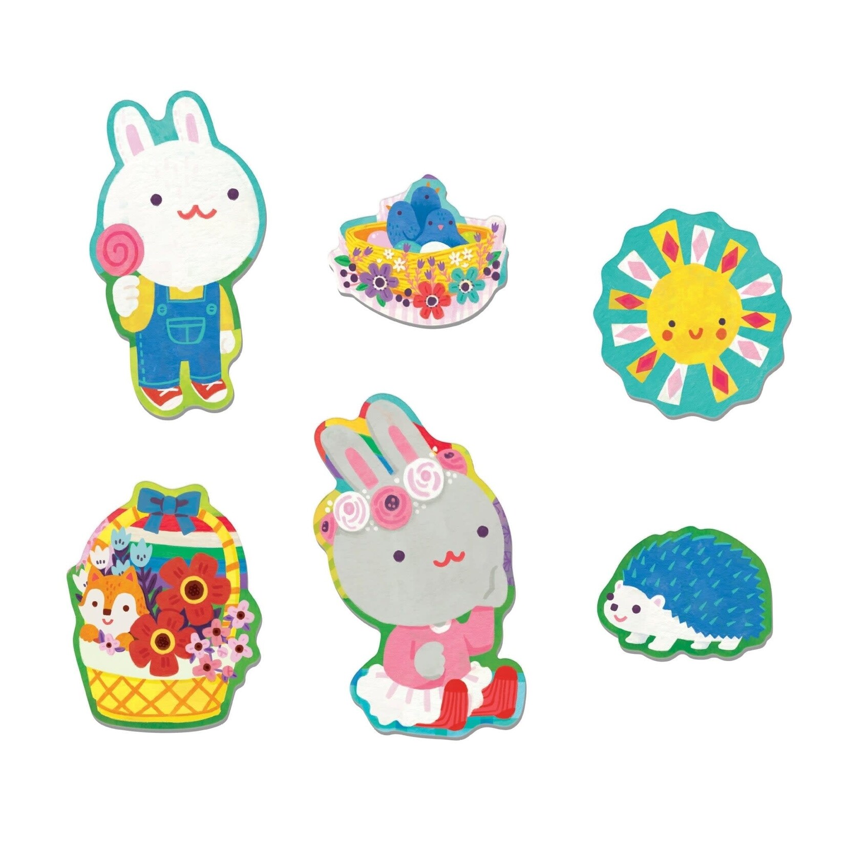 Mudpuppy Floor Puzzle with Shaped Pieces - Garden Bunnies 25 Piece