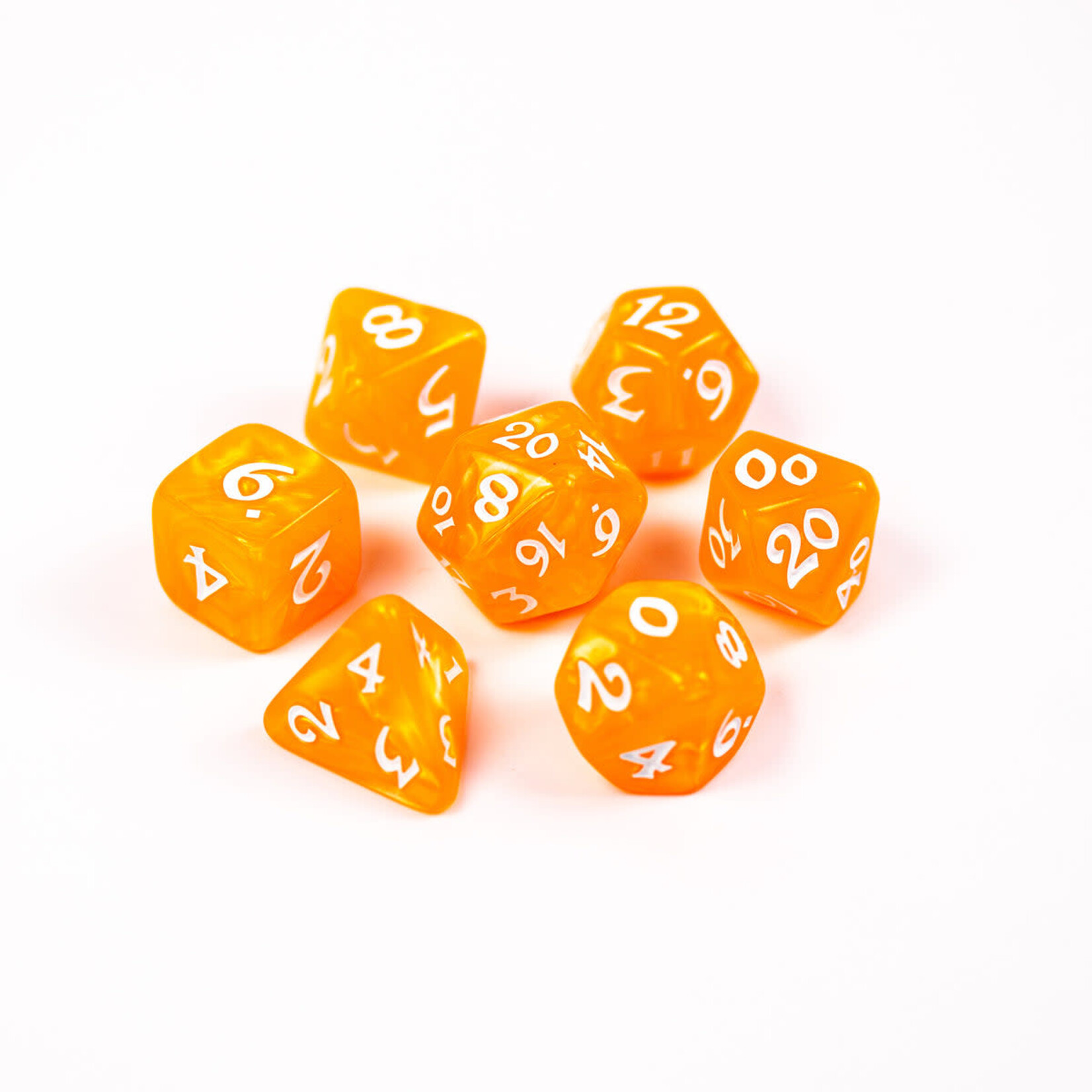Die Hard Dice 7 Piece RPG Set - Elessia Essentials Orange with White