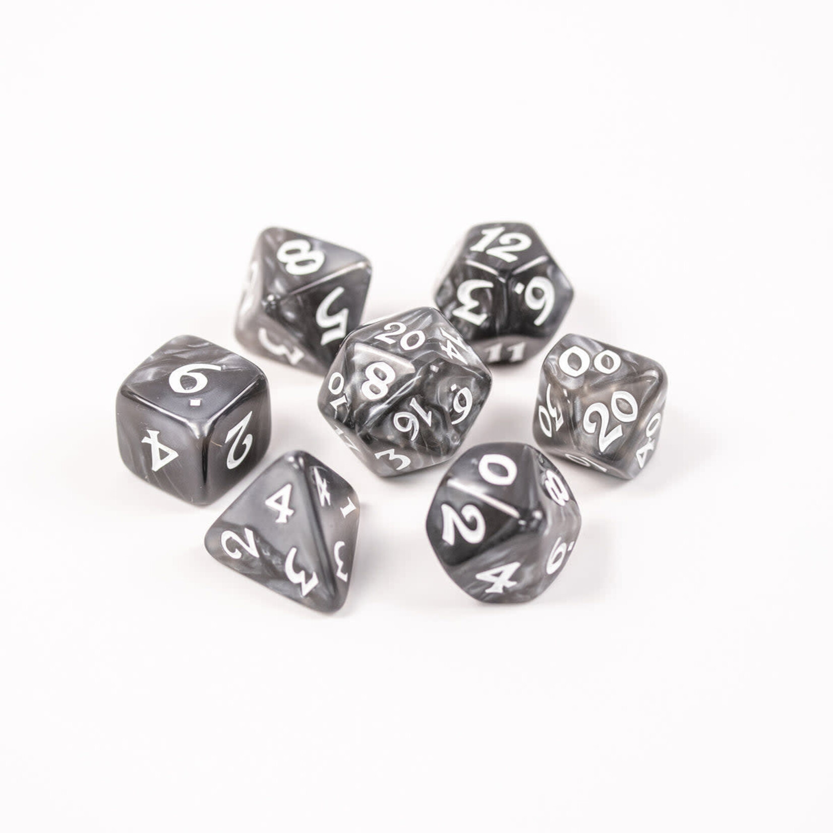 Die Hard Dice 7 Piece RPG Set - Elessia Essentials Gray with White
