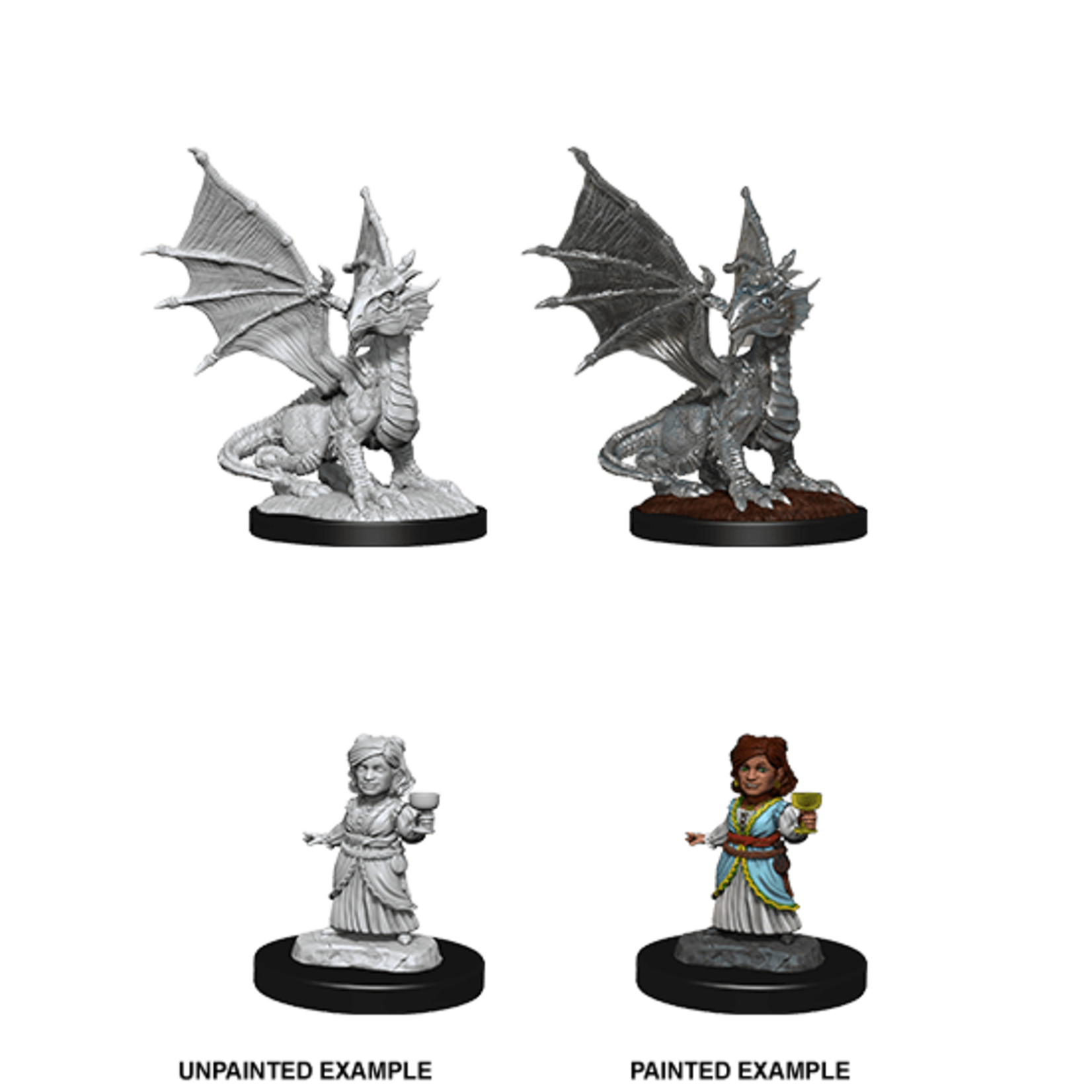 WizKids D&D Nolzur's Marvelous Miniatures: Silver Dragon Wyrmling & Halfling