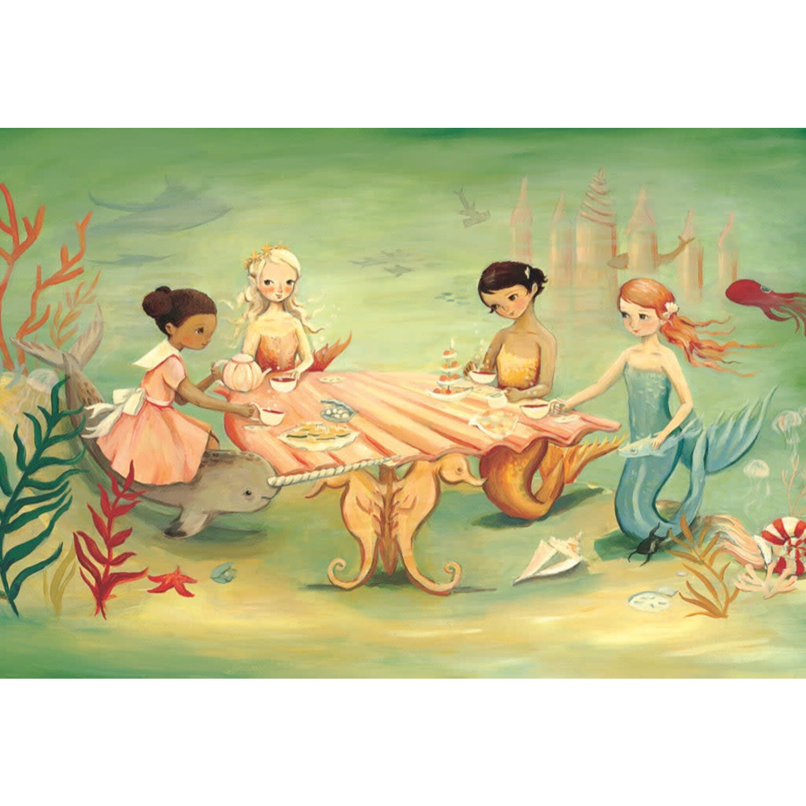 New York Puzzle Co Dream World - Mermaid Tea Party 60 Piece Puzzle