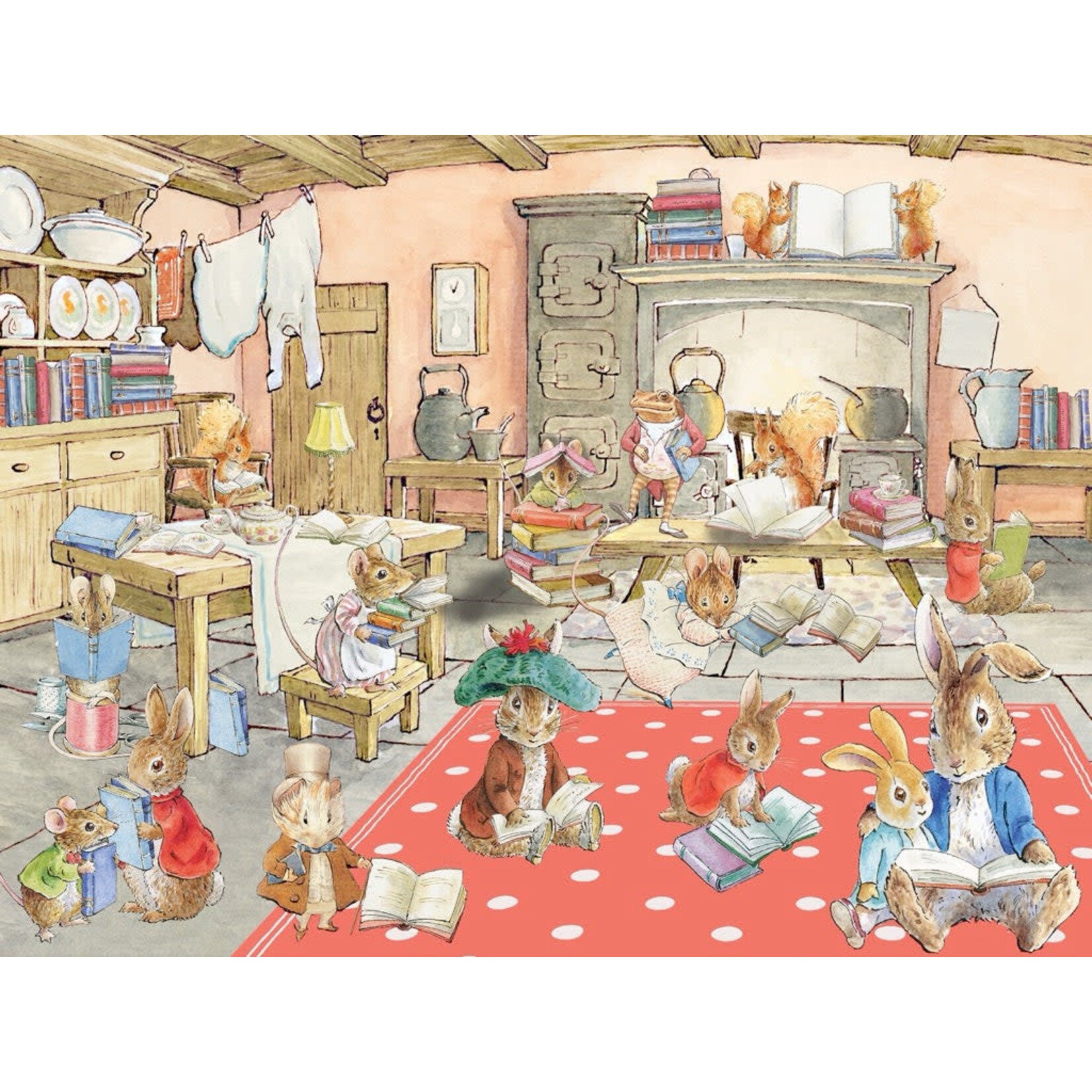 New York Puzzle Co Beatrix Potter - Peter Rabbit's Book Club 500 Piece Puzzle