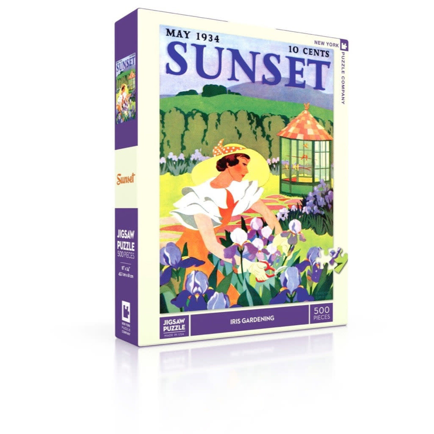 New York Puzzle Co Sunset - Iris Gardening 500 Piece Puzzle