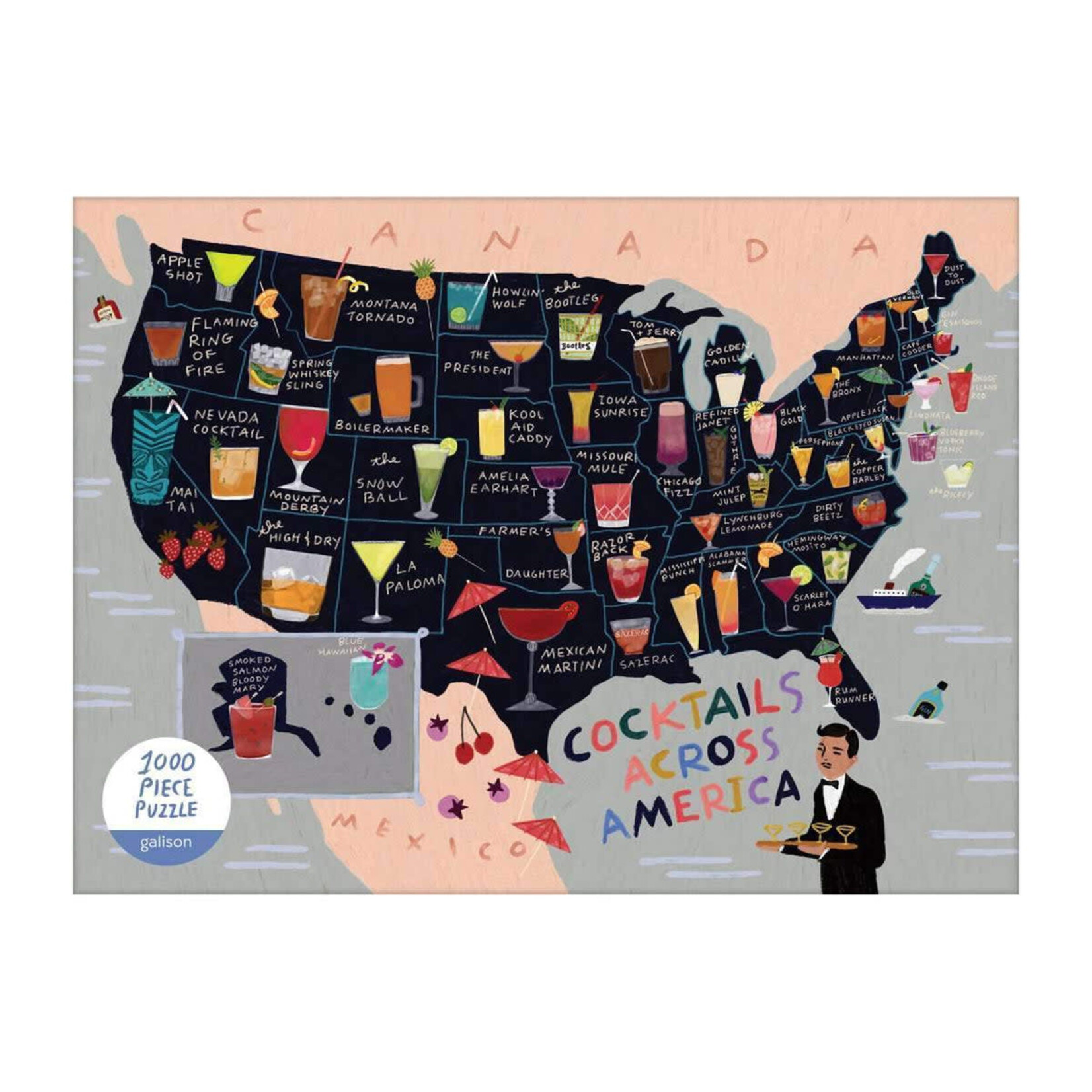 galison Cocktails Across America 1000 Piece Jigsaw Puzzle