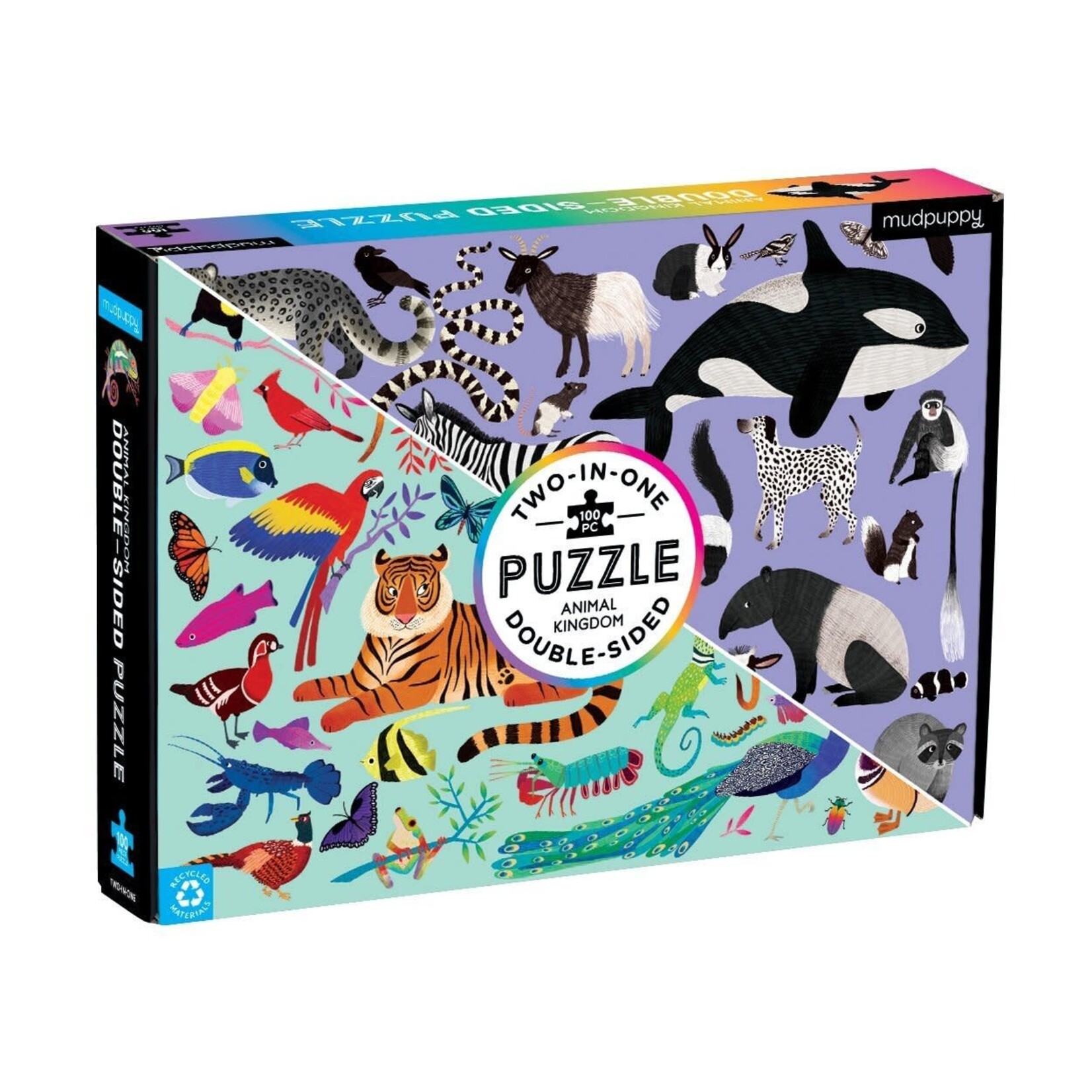 Mudpuppy Double-Sided Puzzle - Animal Kingdom 100 Pieces