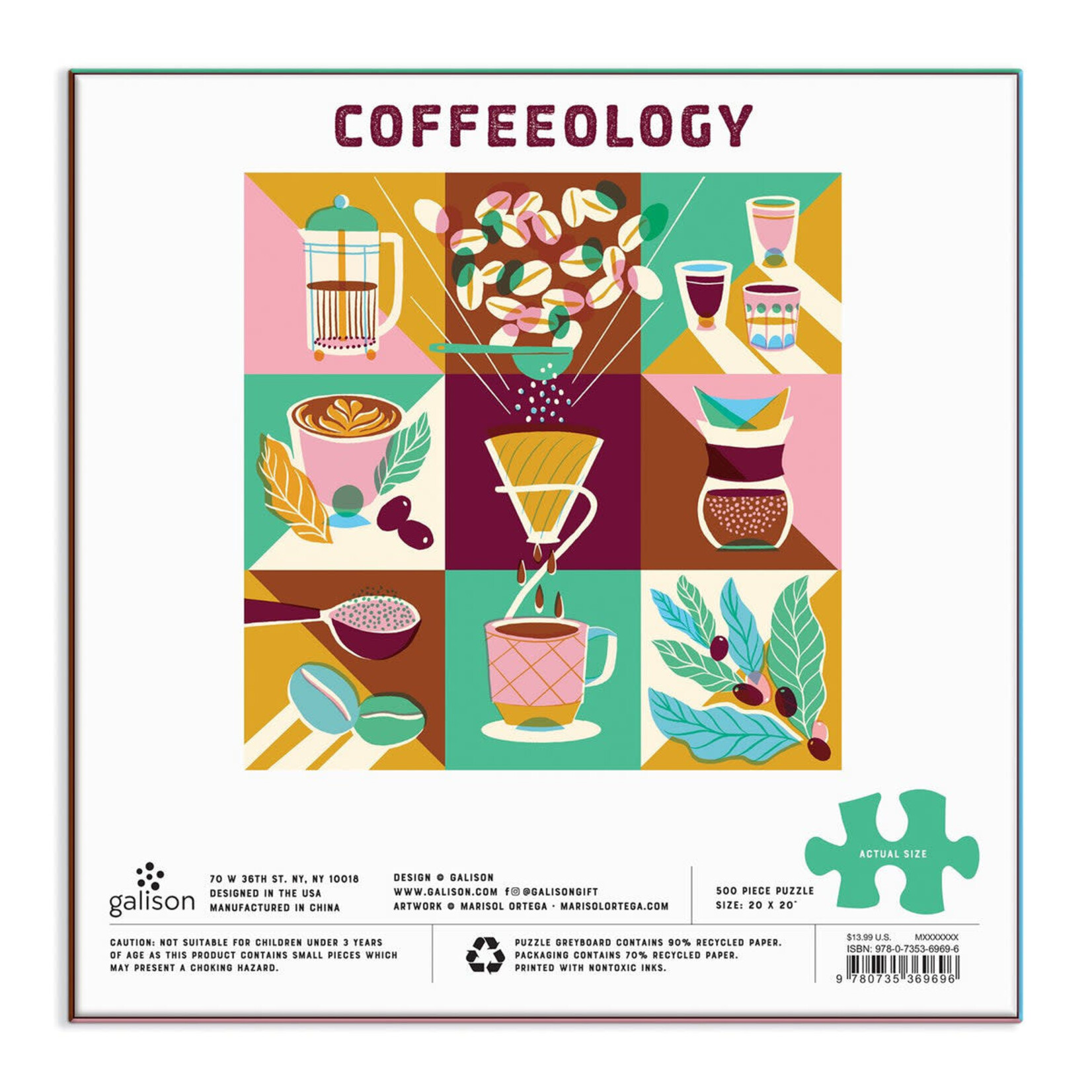 galison Coffeeology 500 Piece Jigsaw Puzzle