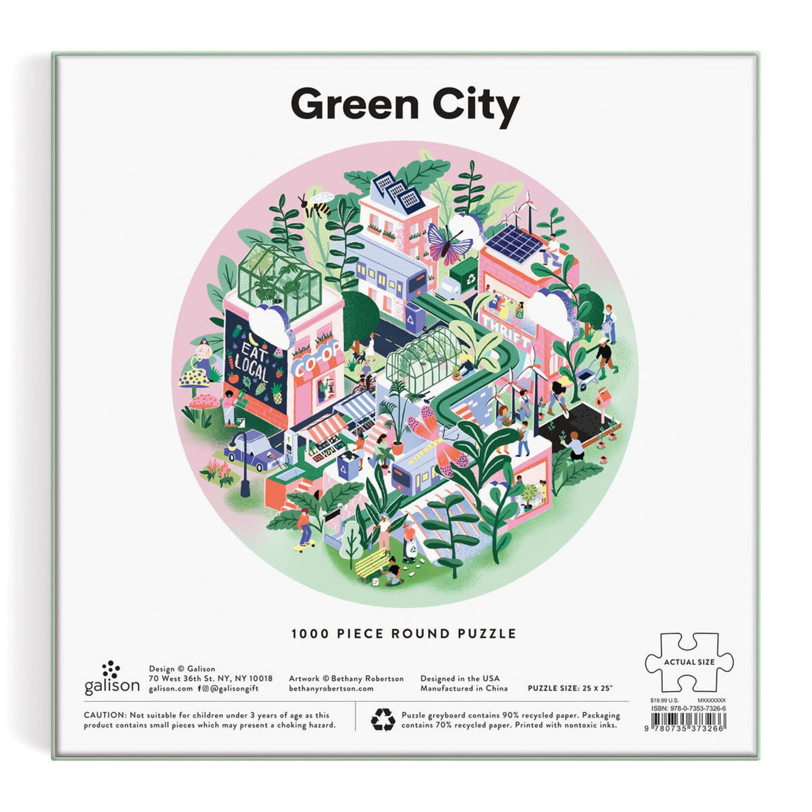 galison Green City 1000 Piece Round Puzzle