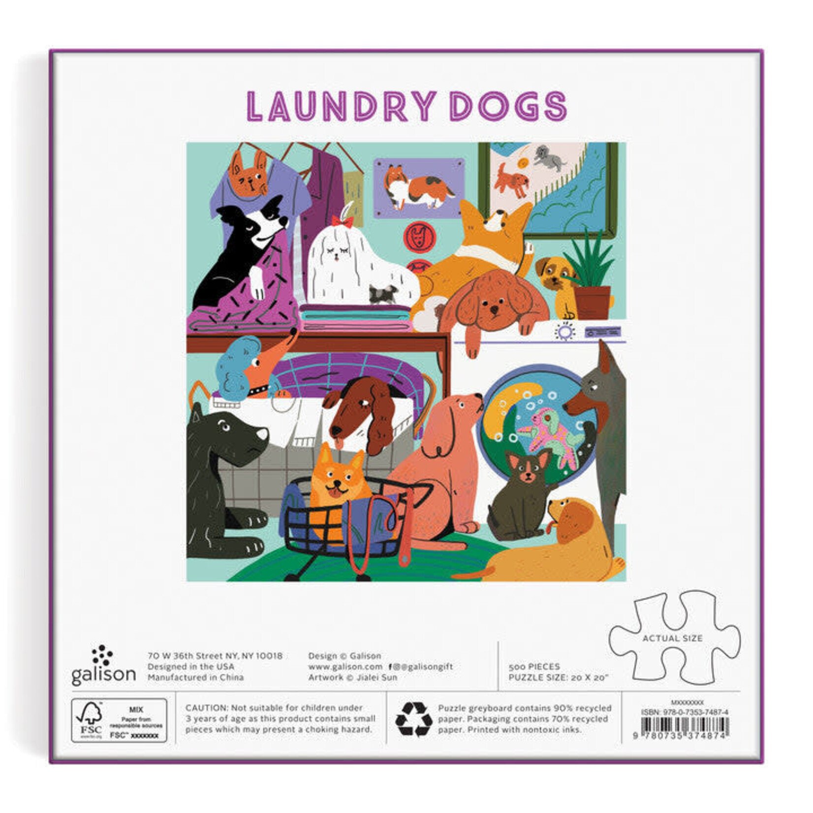 galison Laundry Dogs 500 Piece Puzzle