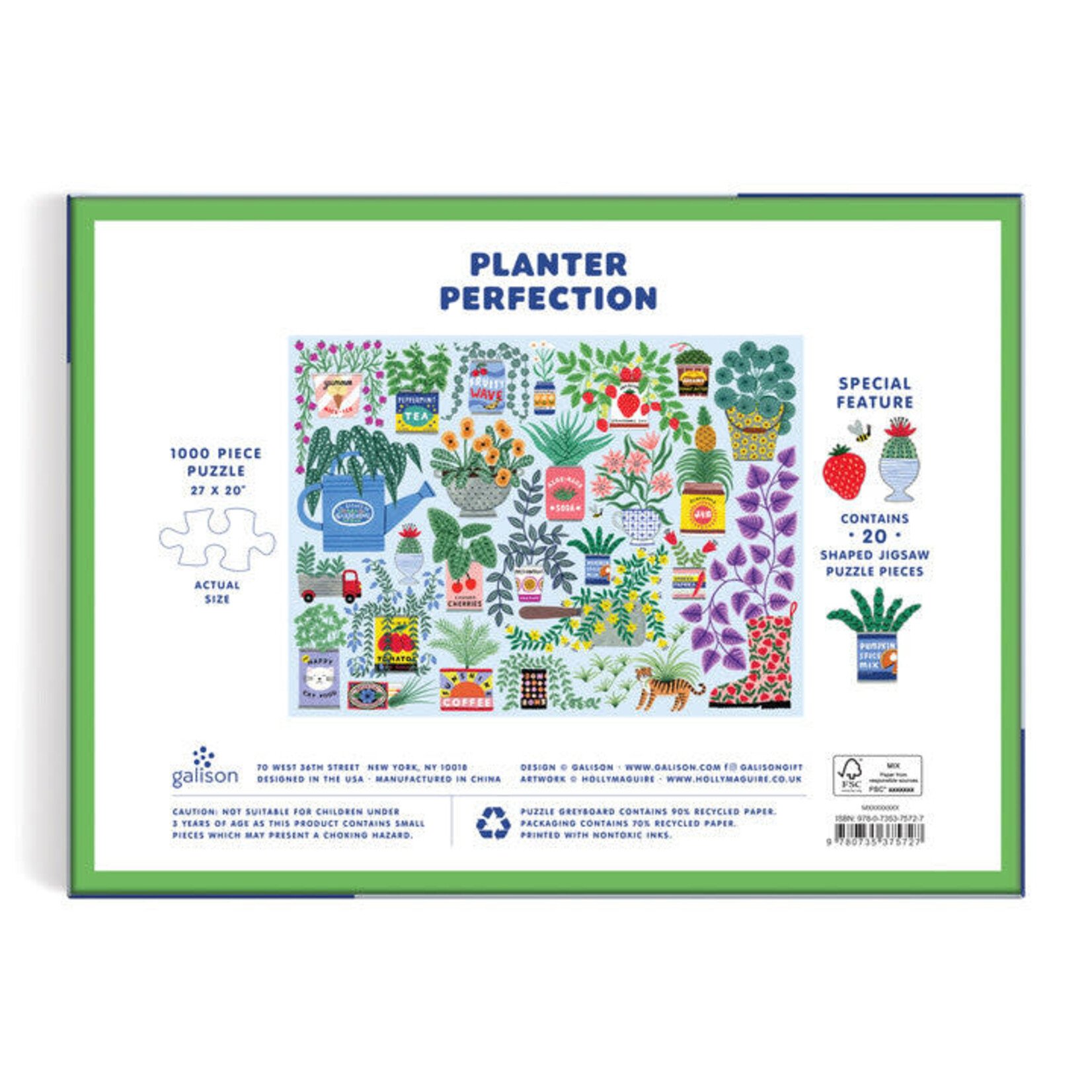 galison Planter Perfection 1000 Piece Puzzle with Shaped Pieces
