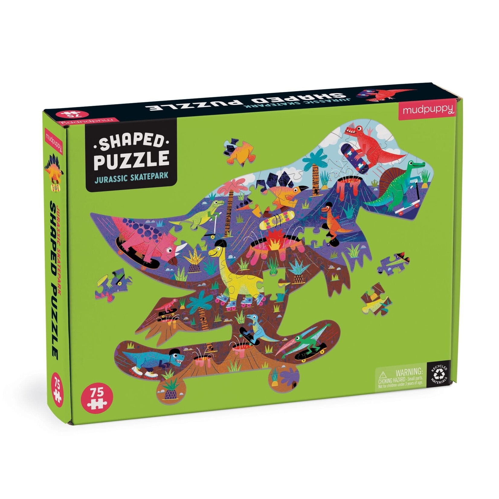 Mudpuppy Shaped Puzzle - Jurassic Skatepark 75 Pieces