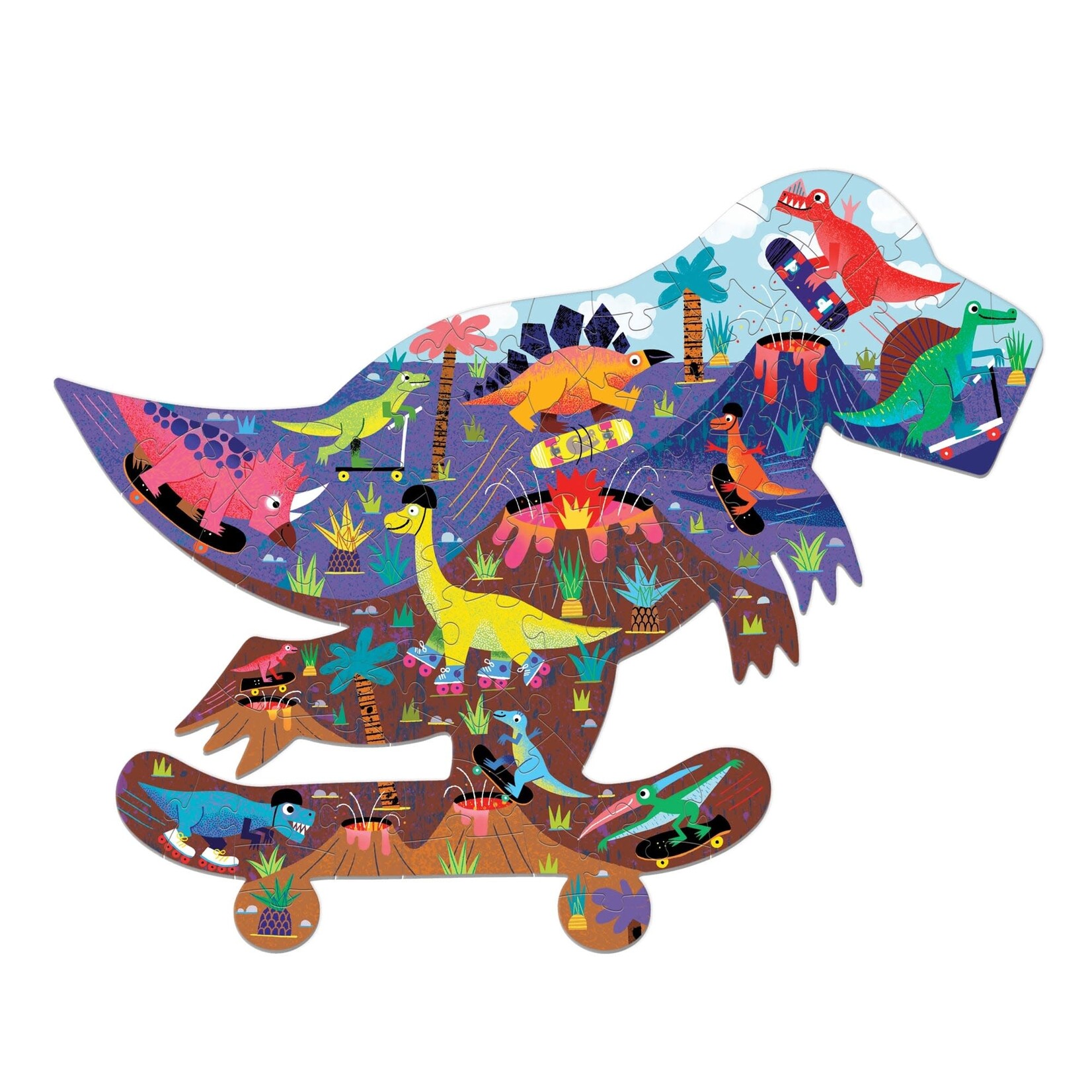Mudpuppy Shaped Puzzle - Jurassic Skatepark 75 Pieces