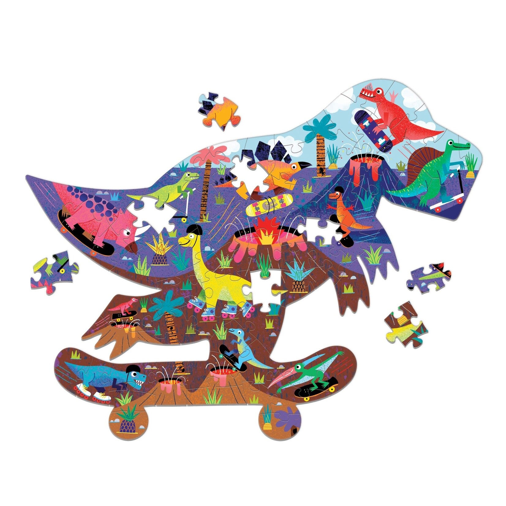 Mudpuppy Shaped Puzzle - Jurassic Skatepark 75 Pieces