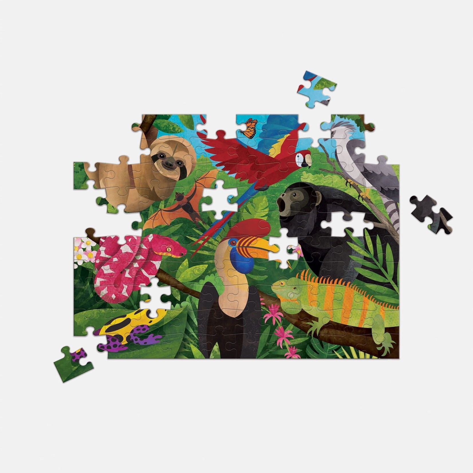 Mudpuppy Double-Sided Puzzle - Rainforest Above & Below 100 Pieces