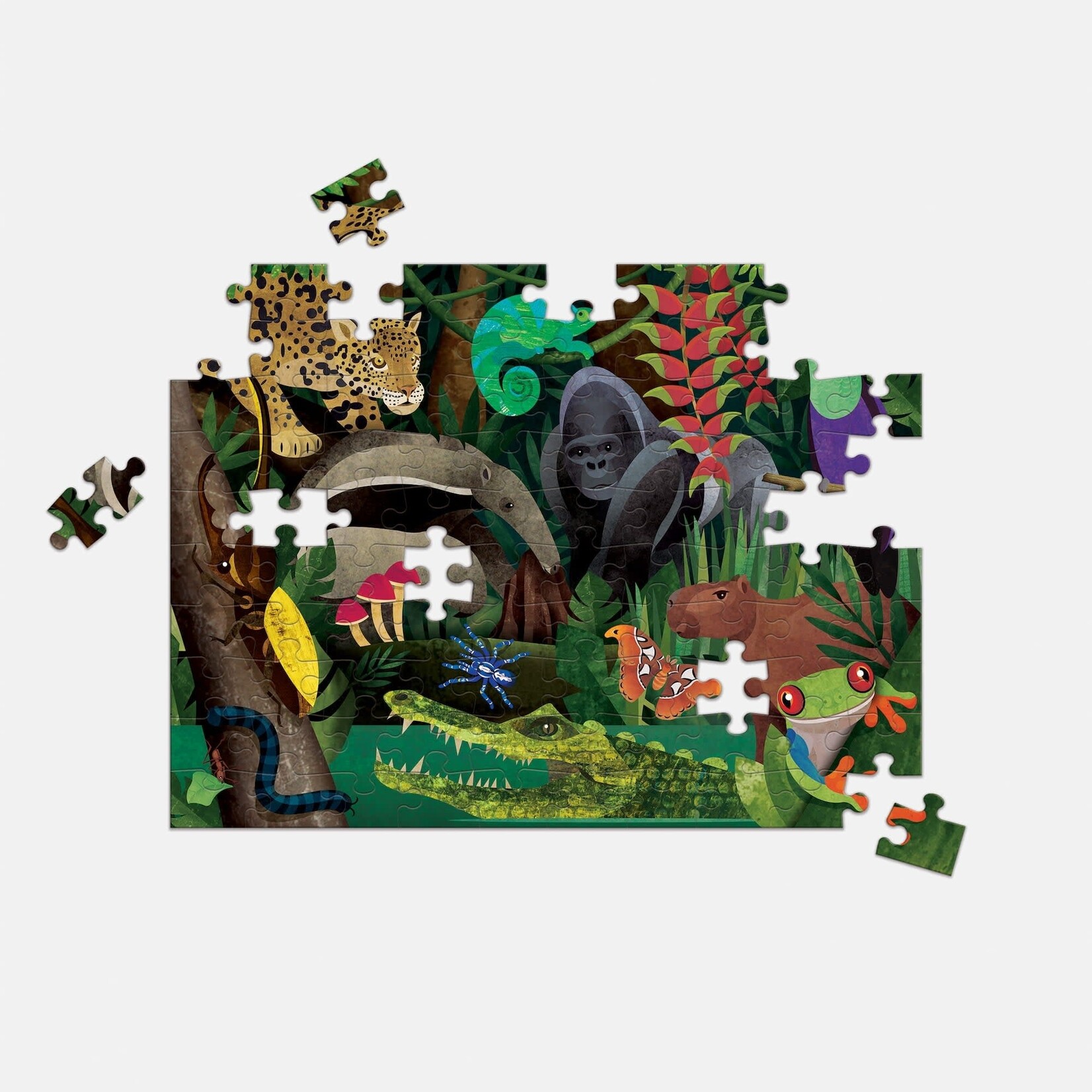 Mudpuppy Double-Sided Puzzle - Rainforest Above & Below 100 Pieces