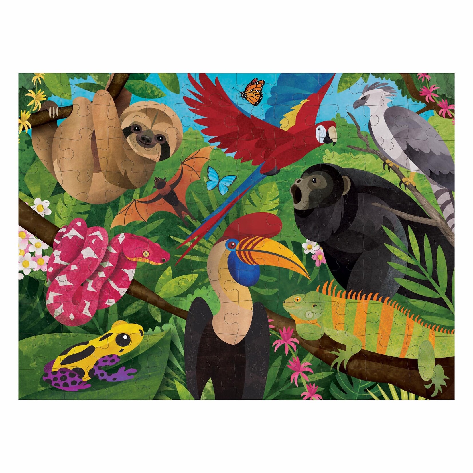 Mudpuppy Double-Sided Puzzle - Rainforest Above & Below 100 Pieces
