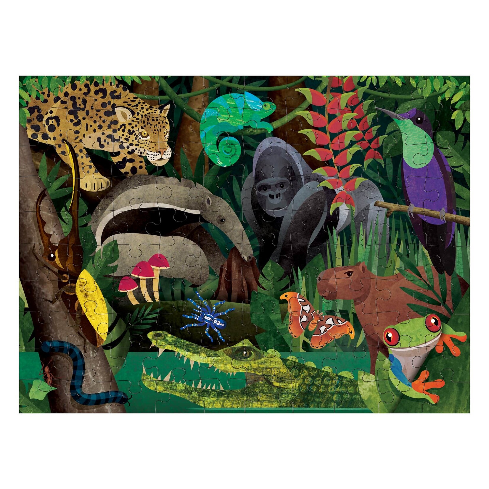 Mudpuppy Double-Sided Puzzle - Rainforest Above & Below 100 Pieces