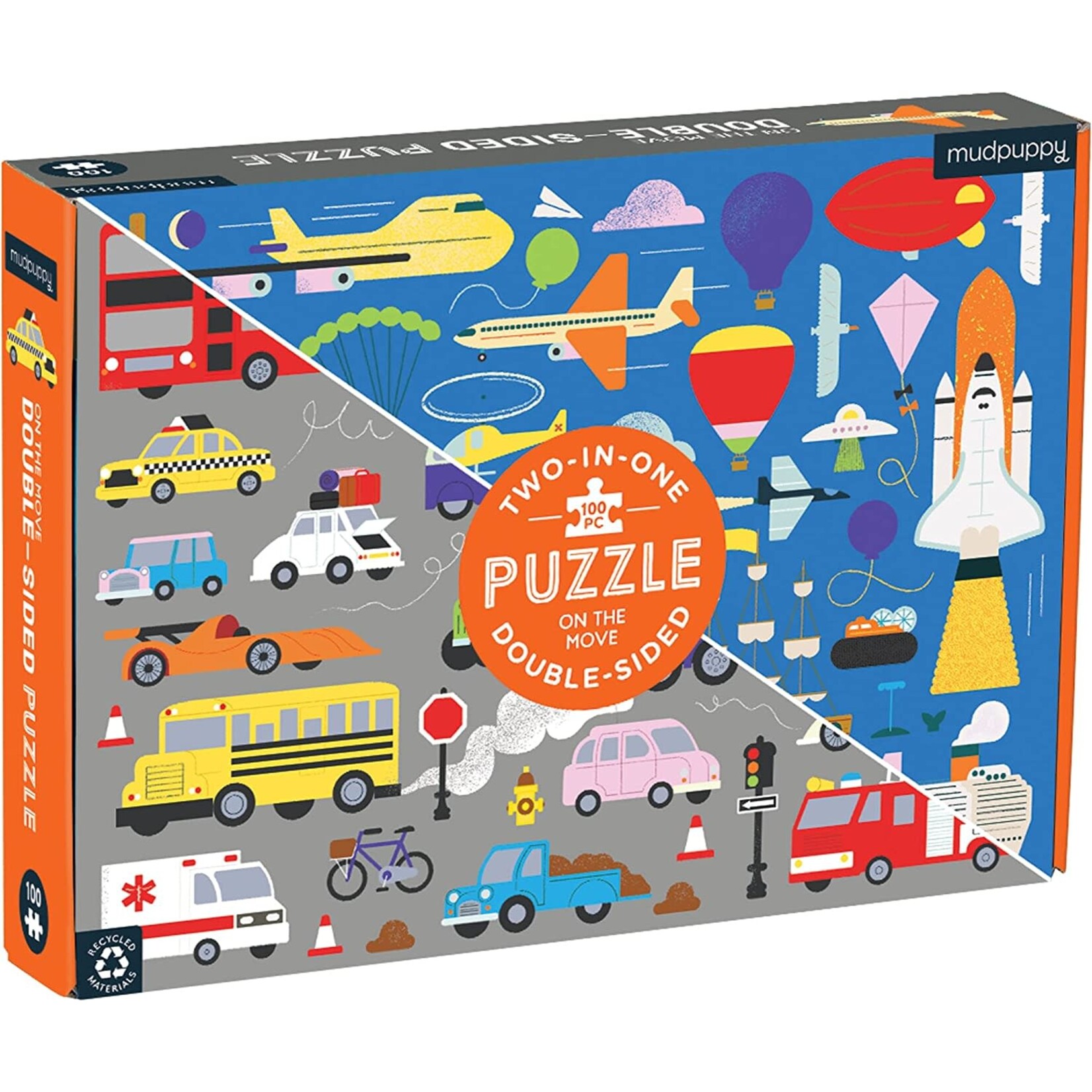 Mudpuppy Double-Sided Puzzle - On the Move 100 Pieces