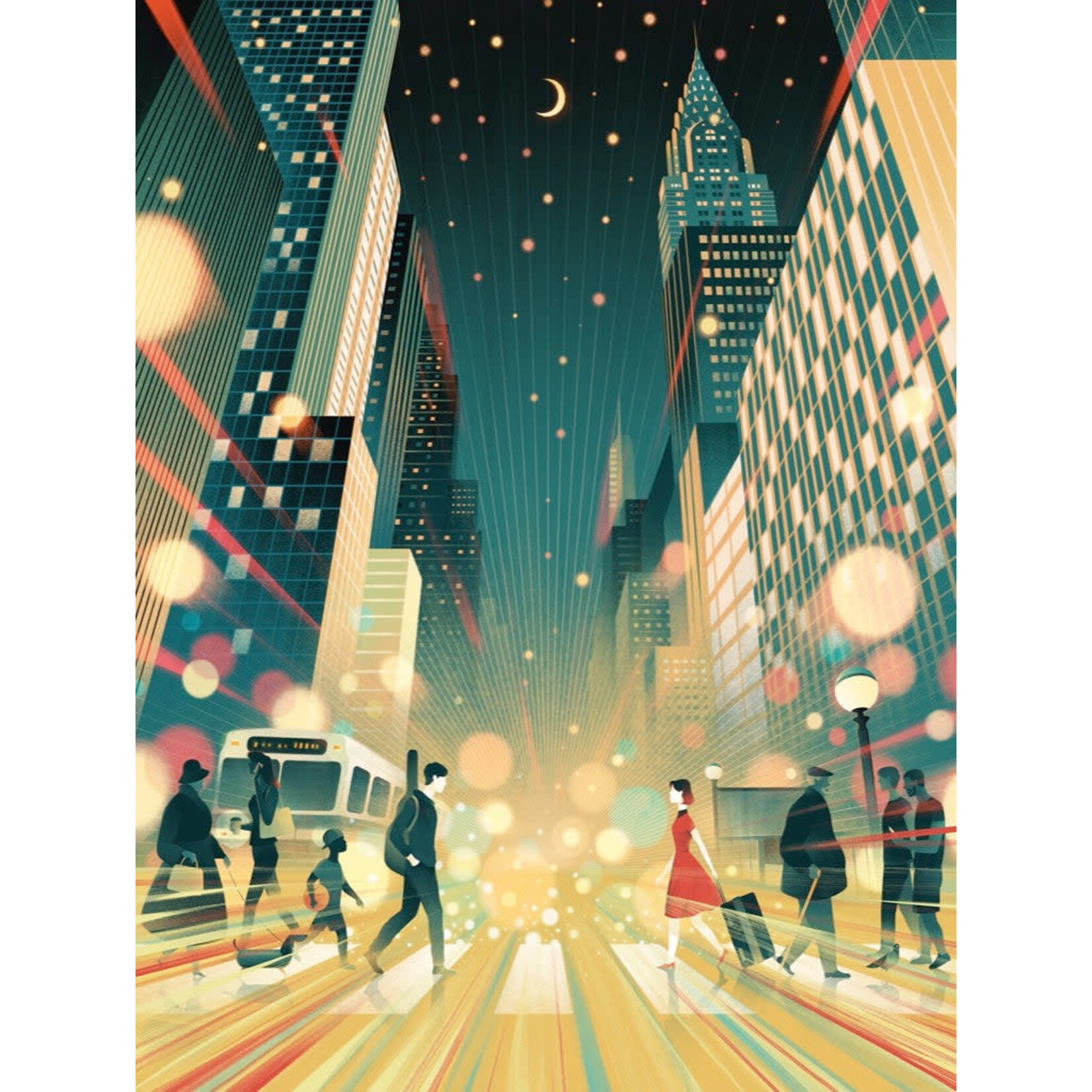 New York Puzzle Co MTA - Moonlight Moment 1000 Piece Puzzle