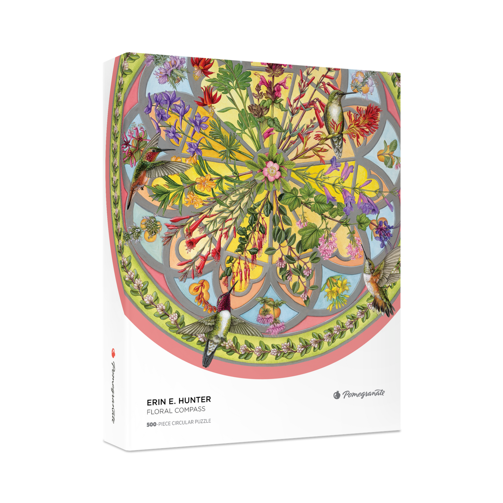 Pomegranate Erin E. Hunter: Floral Compass 500-Piece Circular Jigsaw Puzzle