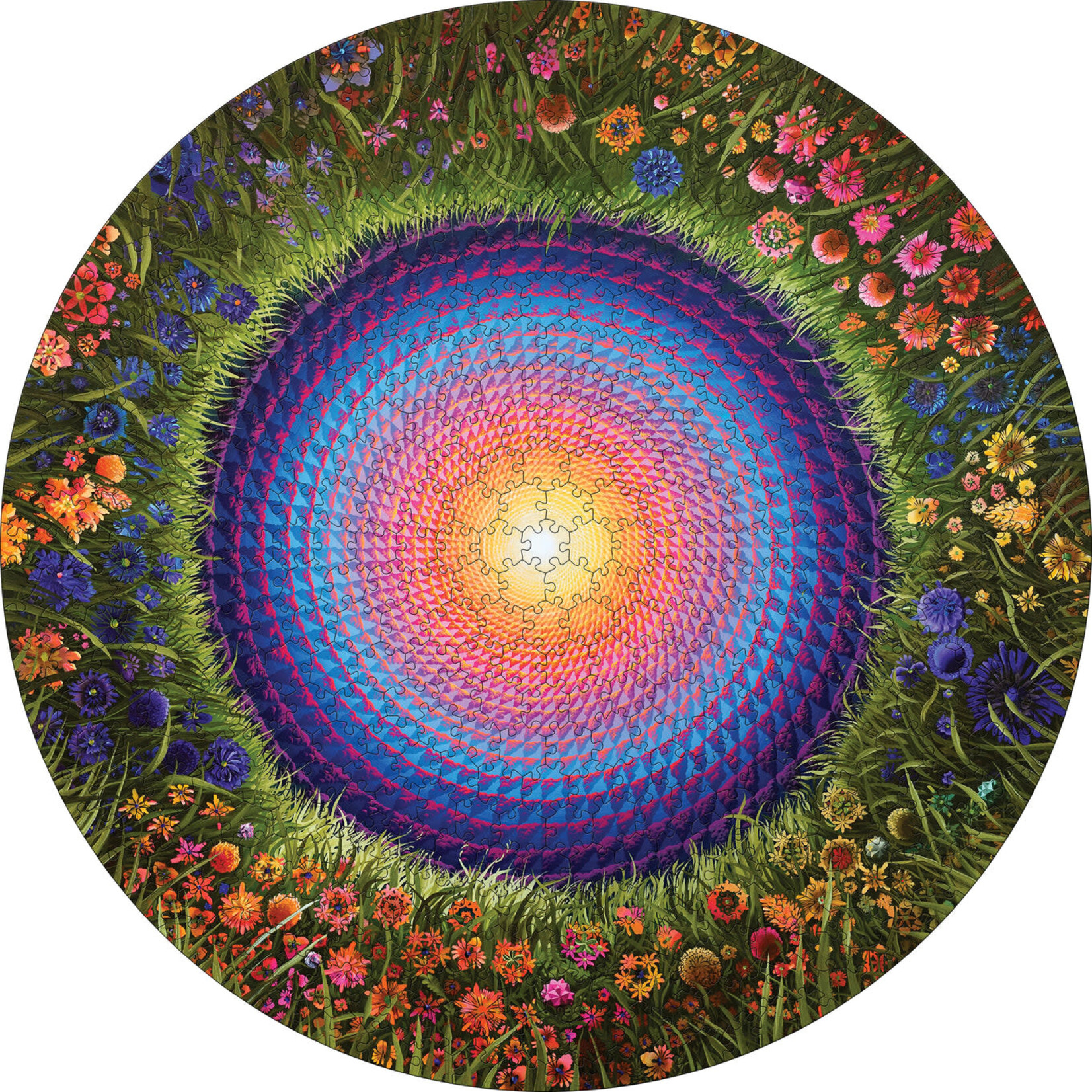 Pomegranate Justin Lovato: Flower Mandala 500-Piece Circular Jigsaw Puzzle