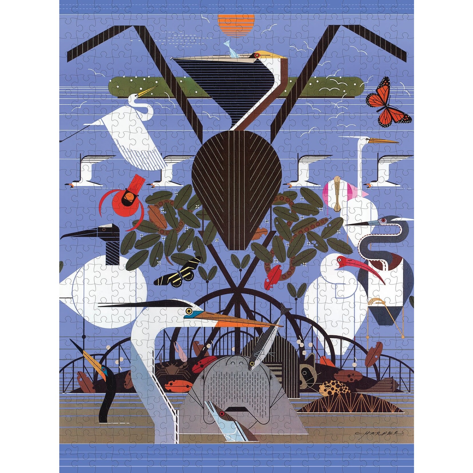 Pomegranate Charley Harper: Coastal Creatures 500-Piece Jigsaw Puzzle