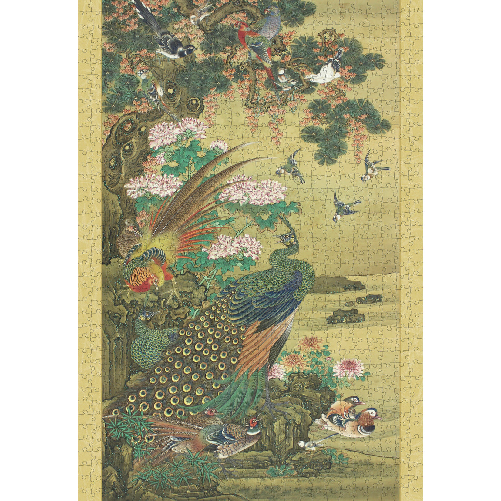 Pomegranate Birds & Flowers: Japanese Hanging Scroll 1000-Piece Jigsaw Puzzle