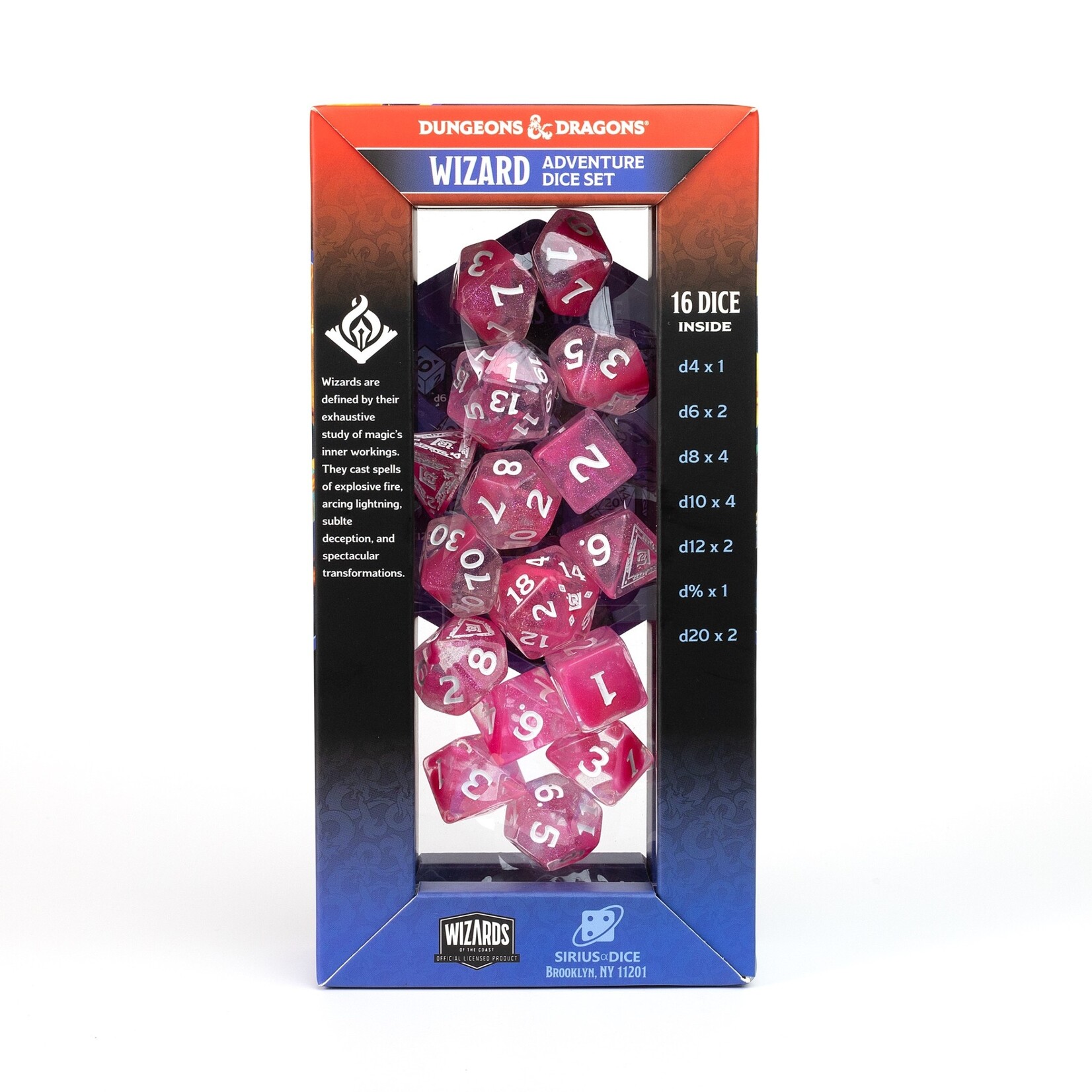 Sirius Dice D&D Adventure Dice Set - Wizard: Fuchsia