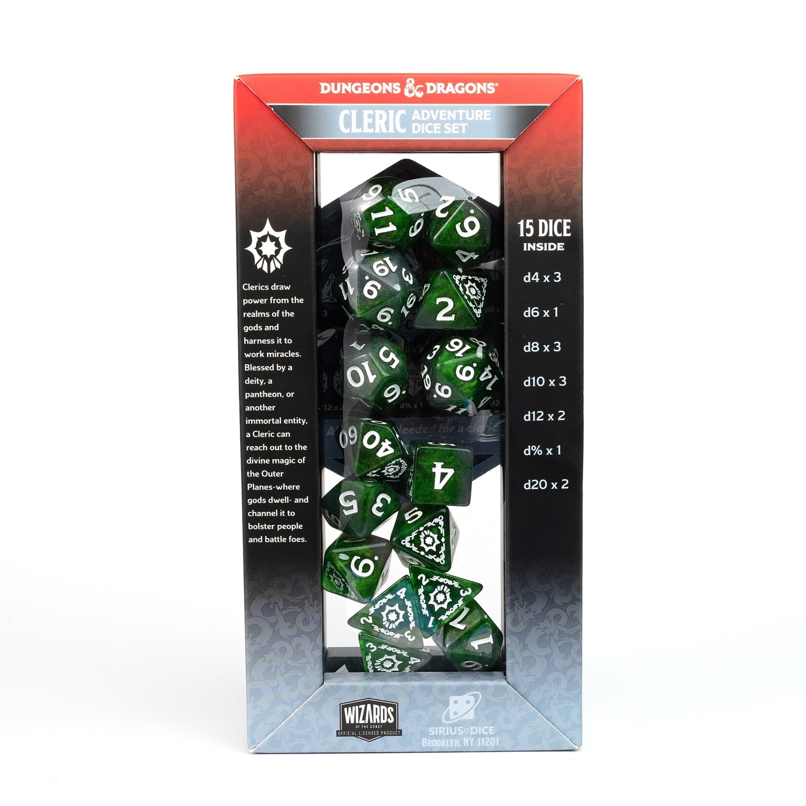 Sirius Dice D&D Adventure Dice Set - Cleric: Green