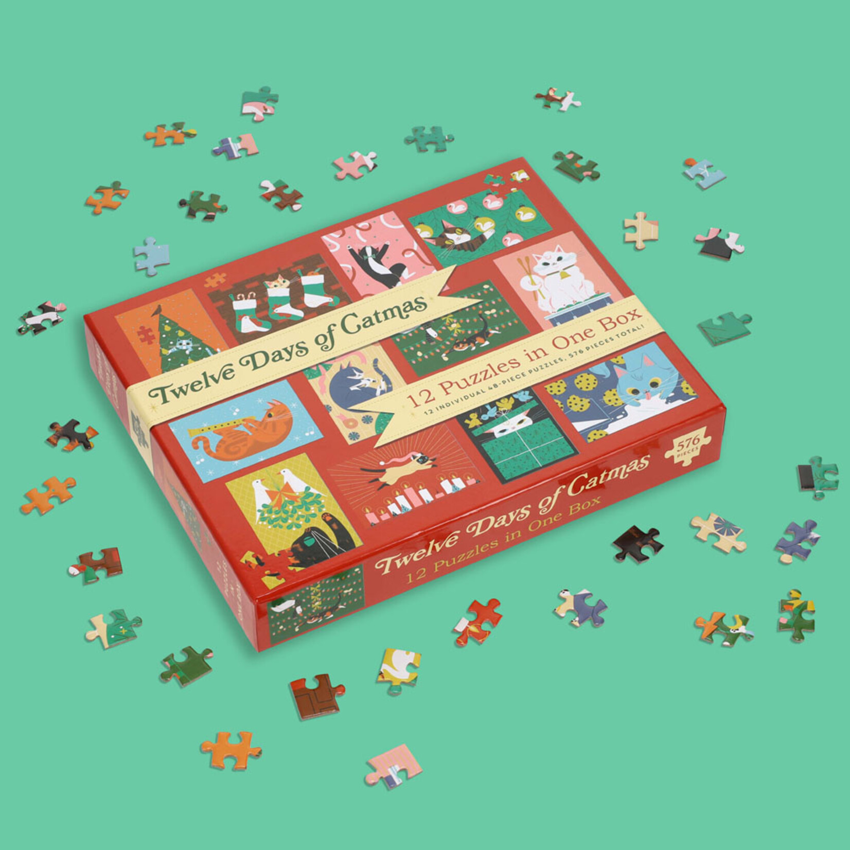 galison 12 Puzzles in One Box: Twelve Days of Catmas
