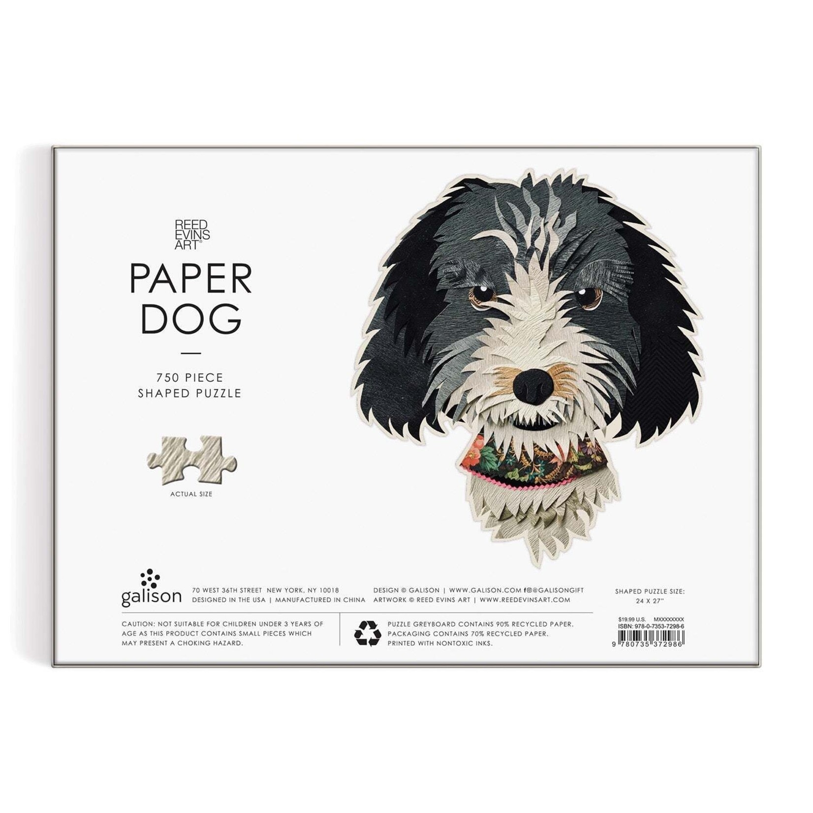 galison Paper Dog 750 Piece Shaped Jigsaw Puzzle