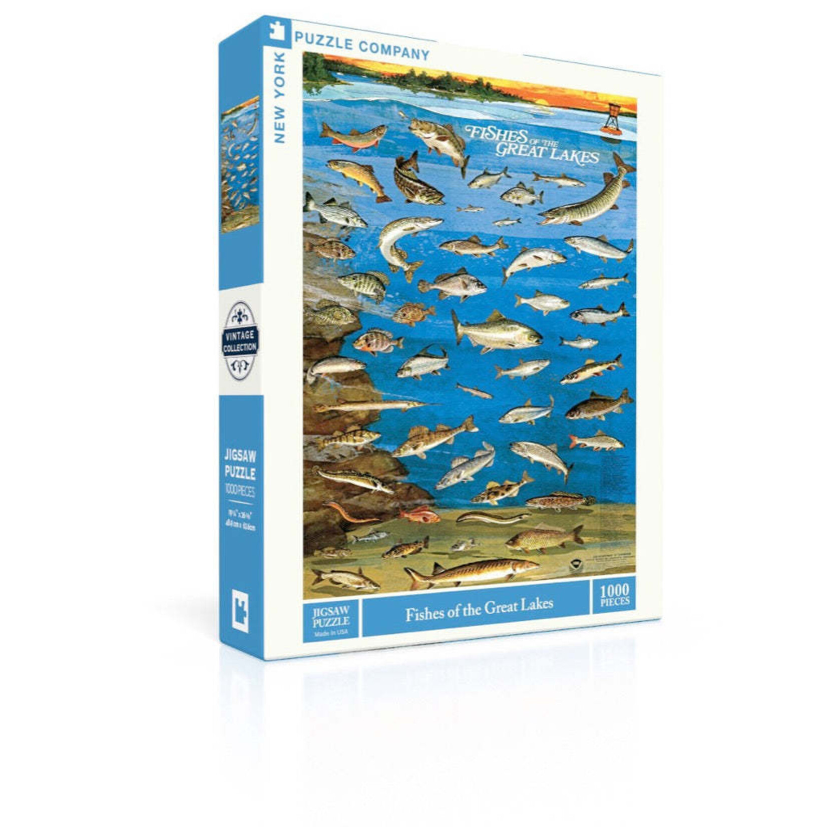 New York Puzzle Co Vintage Collection - Fishes Of The Great Lakes 1000 Piece Jigsaw Puzzle