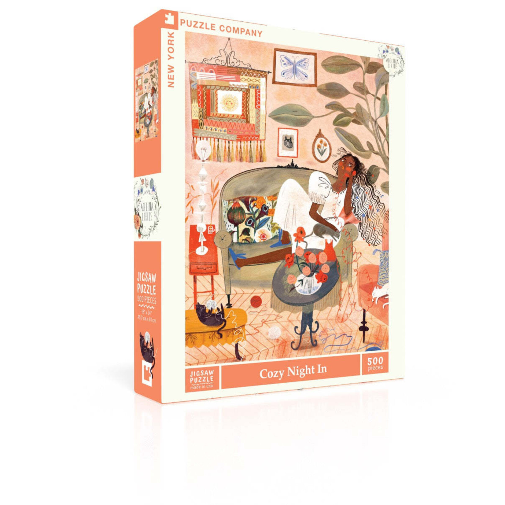 New York Puzzle Co Adelina Lirius - Cozy Night In 500 Piece Puzzle
